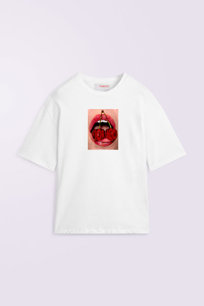 Cherry Mouth Relaxed T-Shirt White | Fiorucci