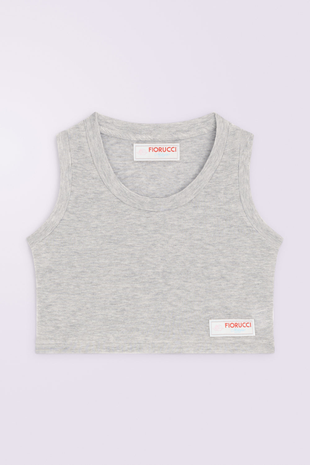 Label Jersey Crop Top Grey