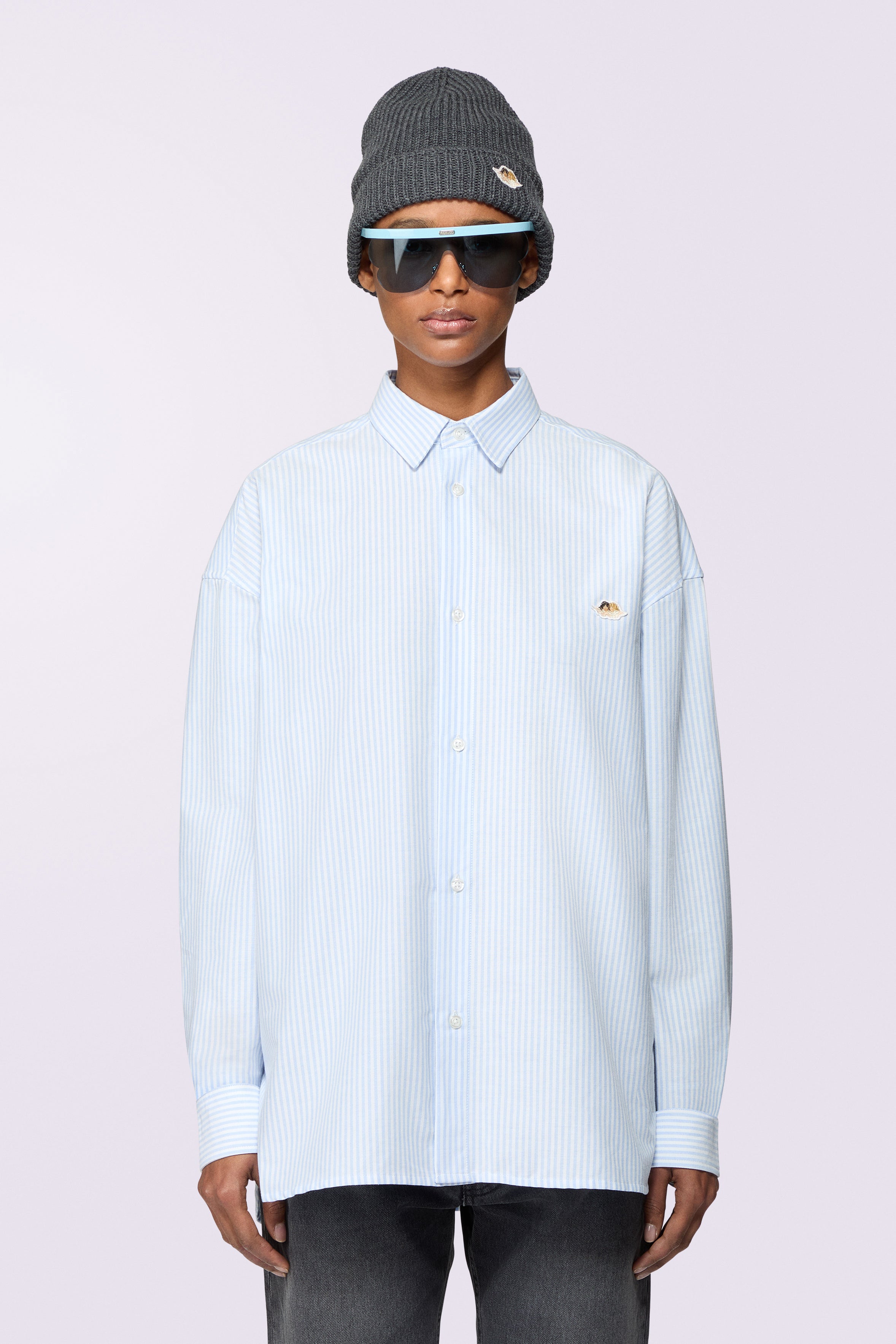 Angels Patch Stripe Shirt Blue