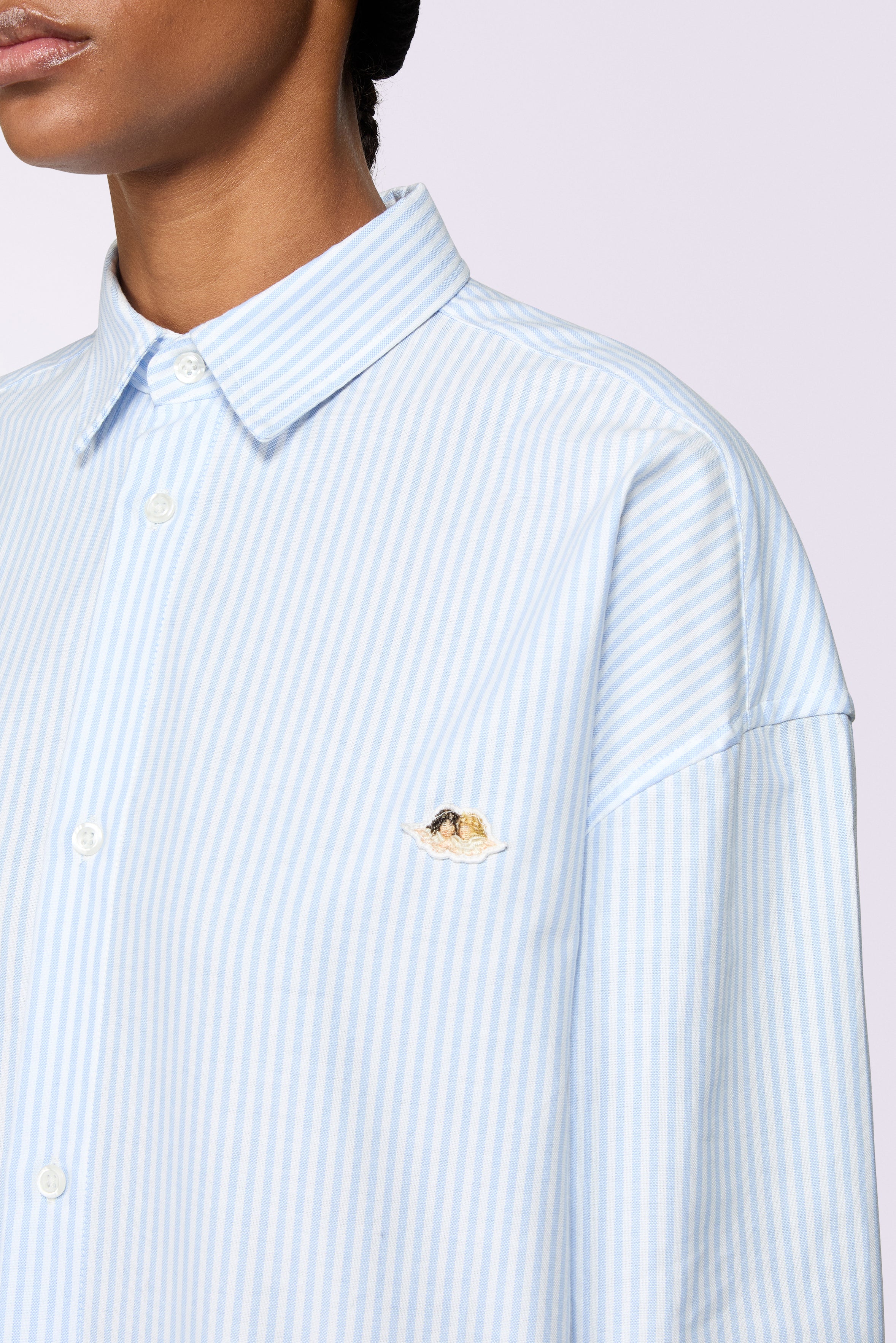 Angels Patch Stripe Shirt Blue