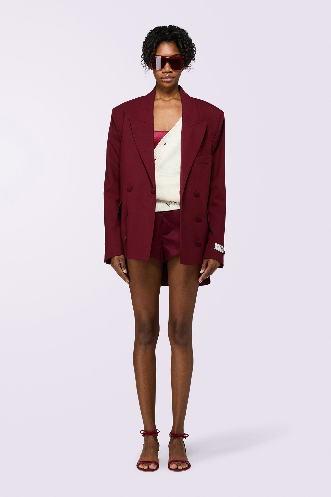 Double Breasted Blazer Burgundy