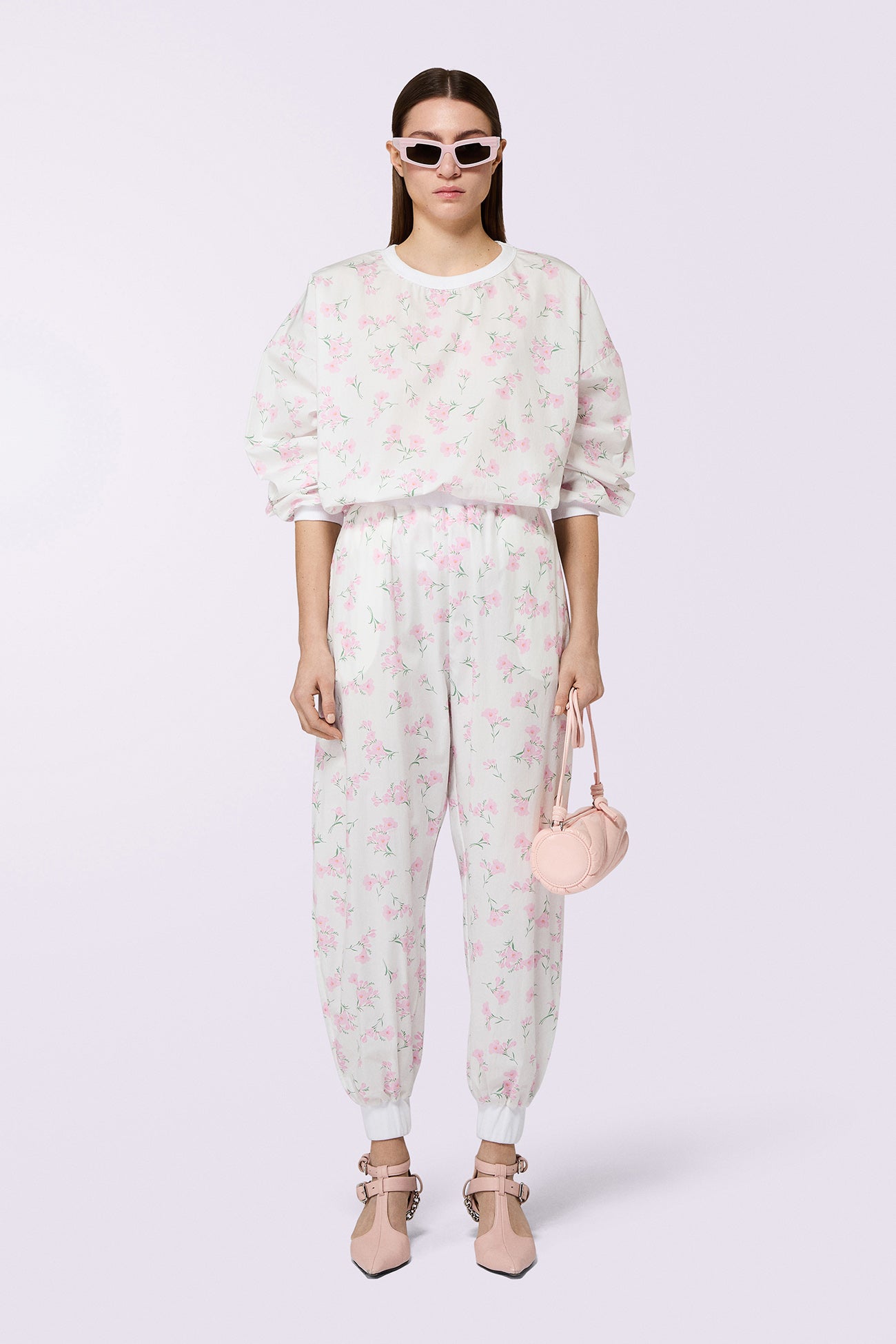 Floral Joggers White