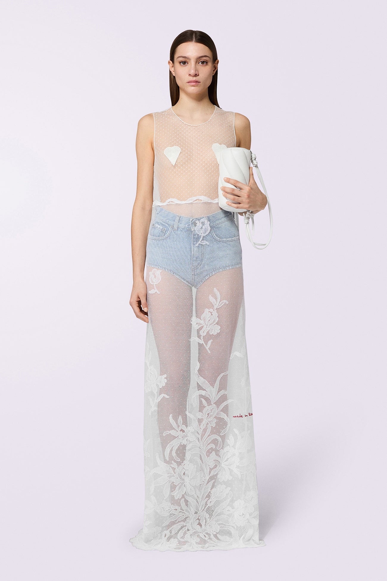 Embroidered Lace Maxi Dress White