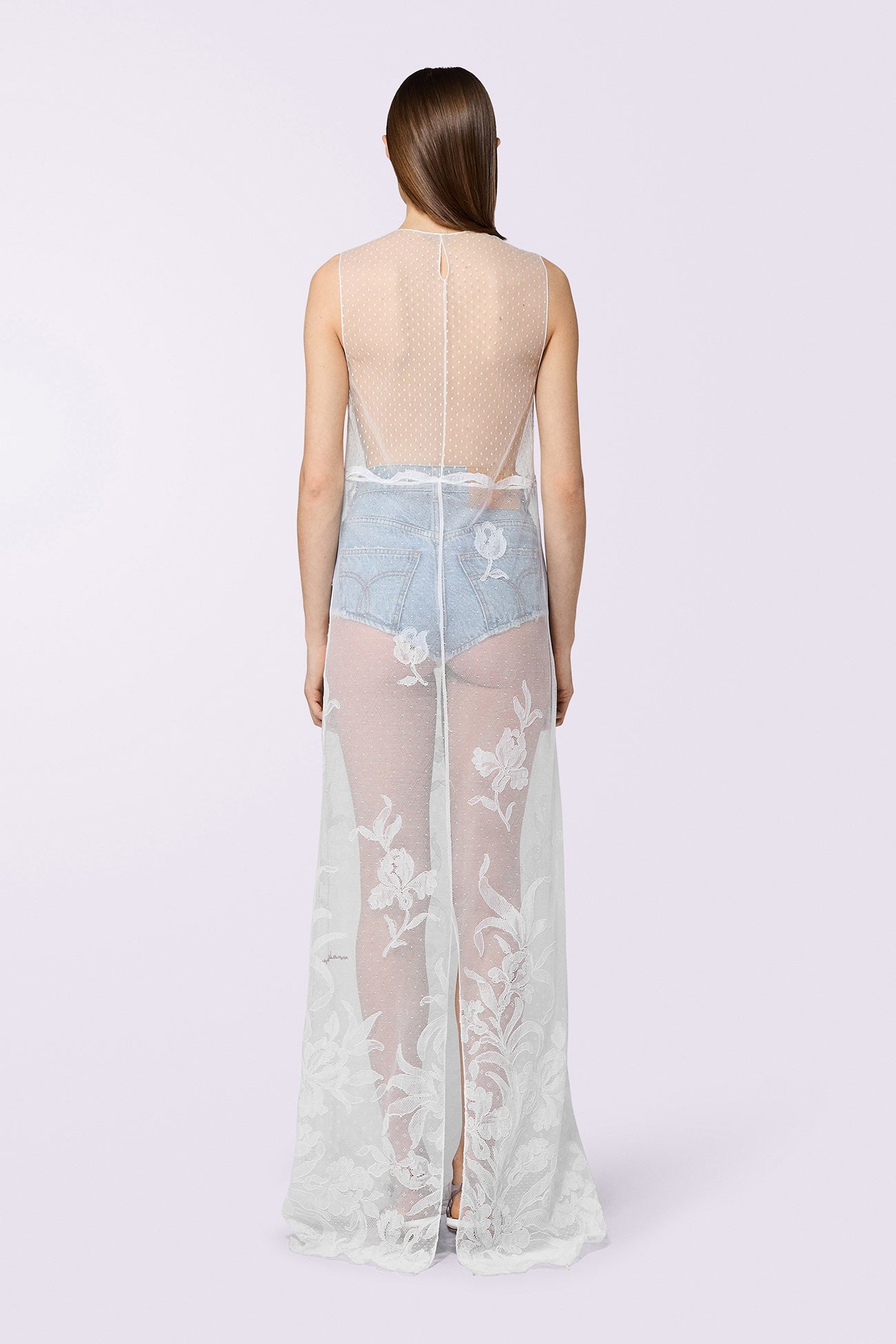 Embroidered Lace Maxi Dress White