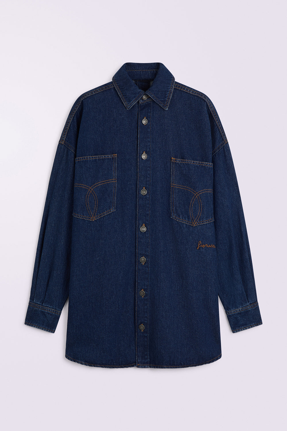 Open Back Denim Shirt Deep Blue