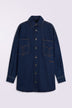 Camicia in Denim con Schiena Aperta Blu Scuro
