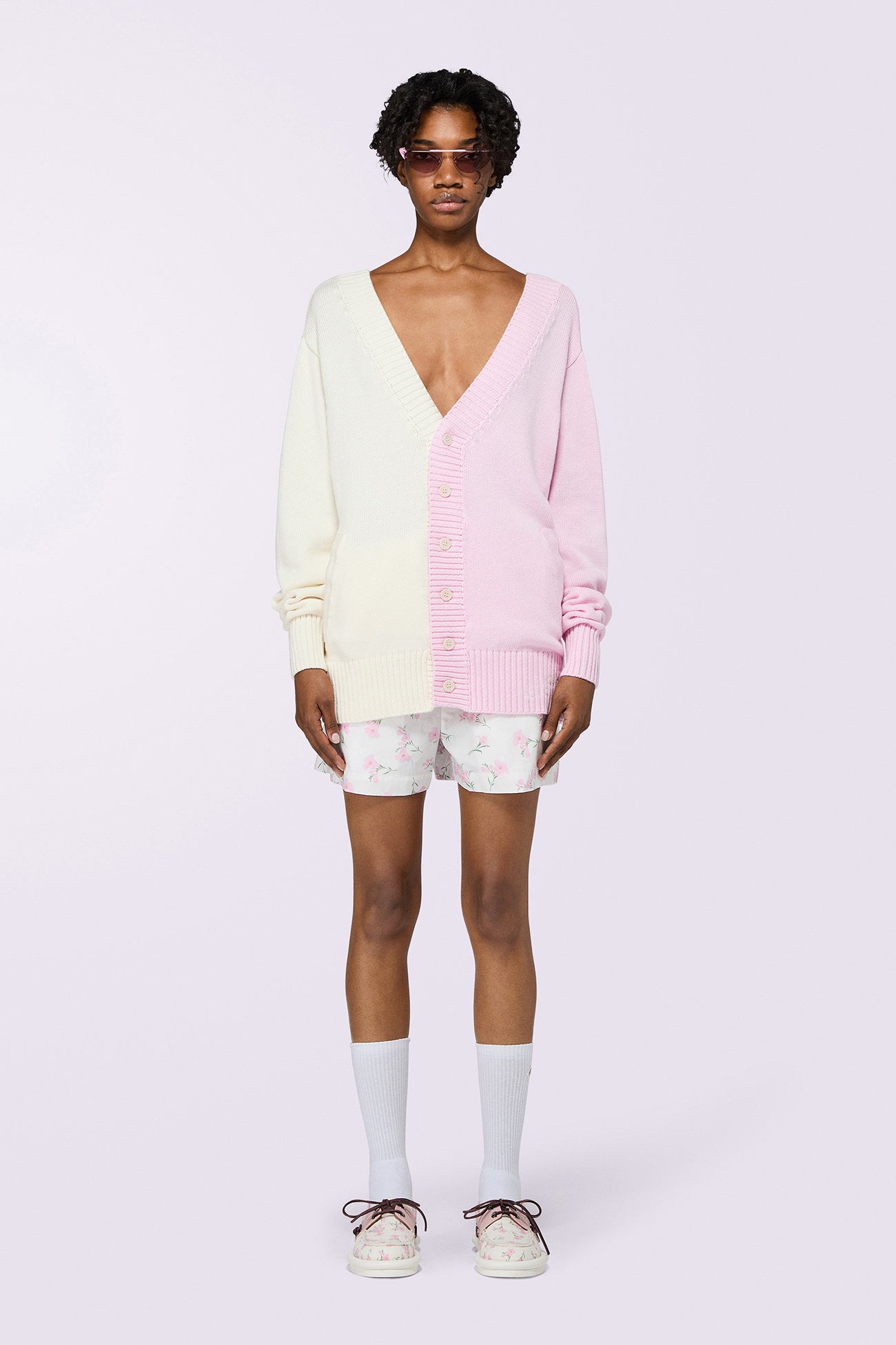 Open Back Knit Cardigan Pink