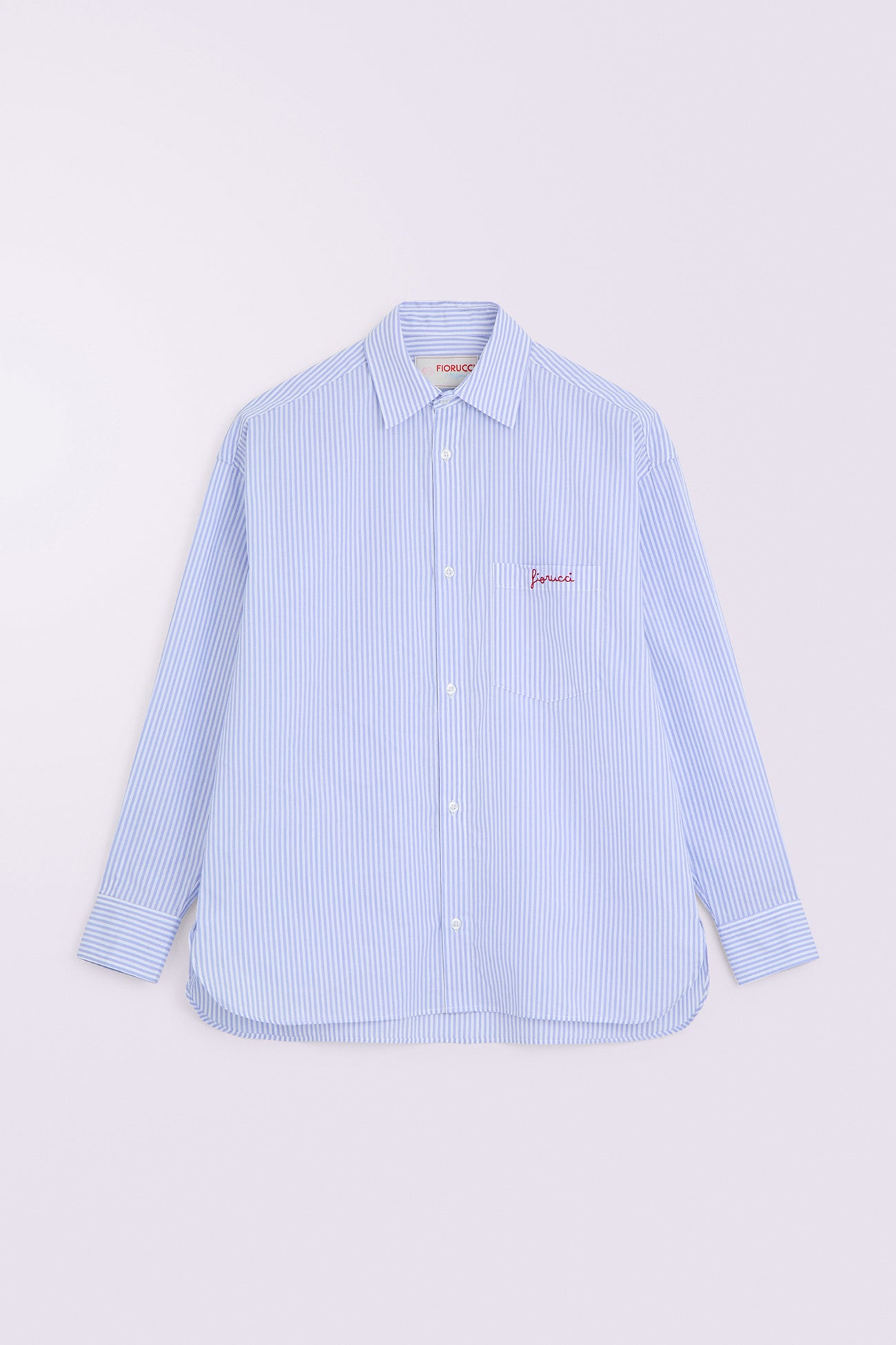Camicia Righe Logo Blu