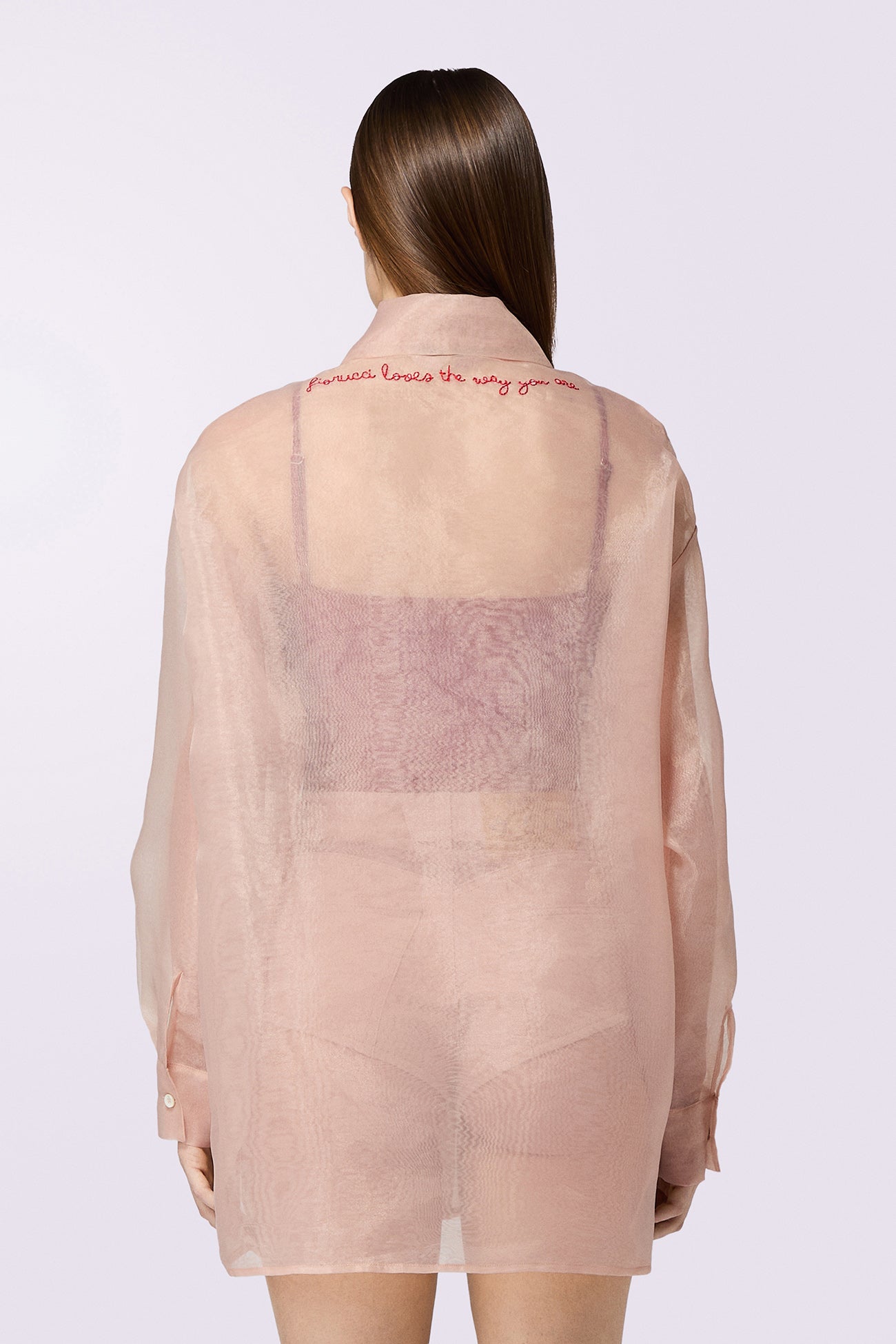 Embroidered Sheer Shirt Nude