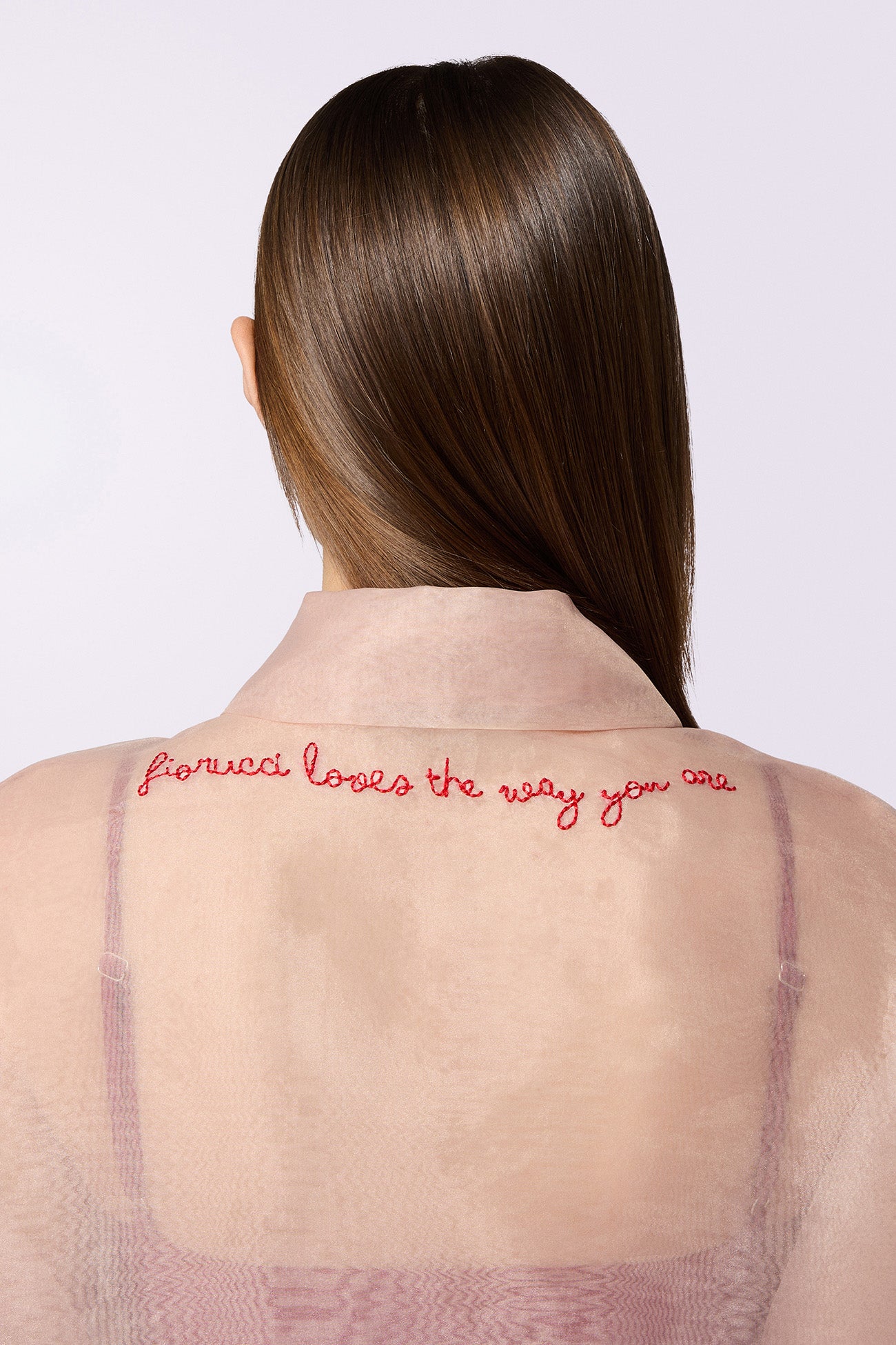 Embroidered Sheer Shirt Nude