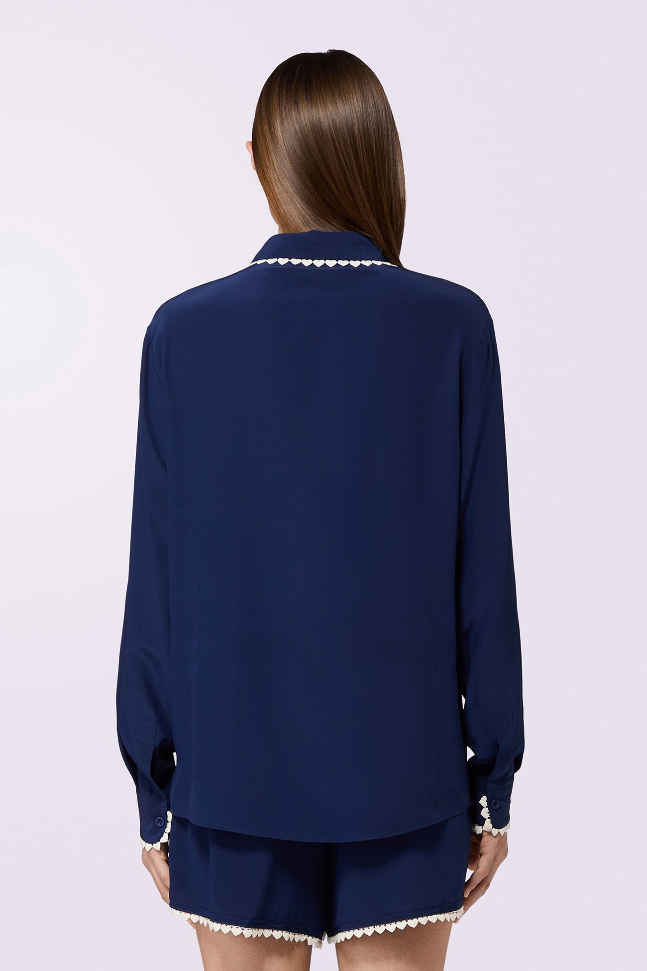 Heart Trim Shirt Navy