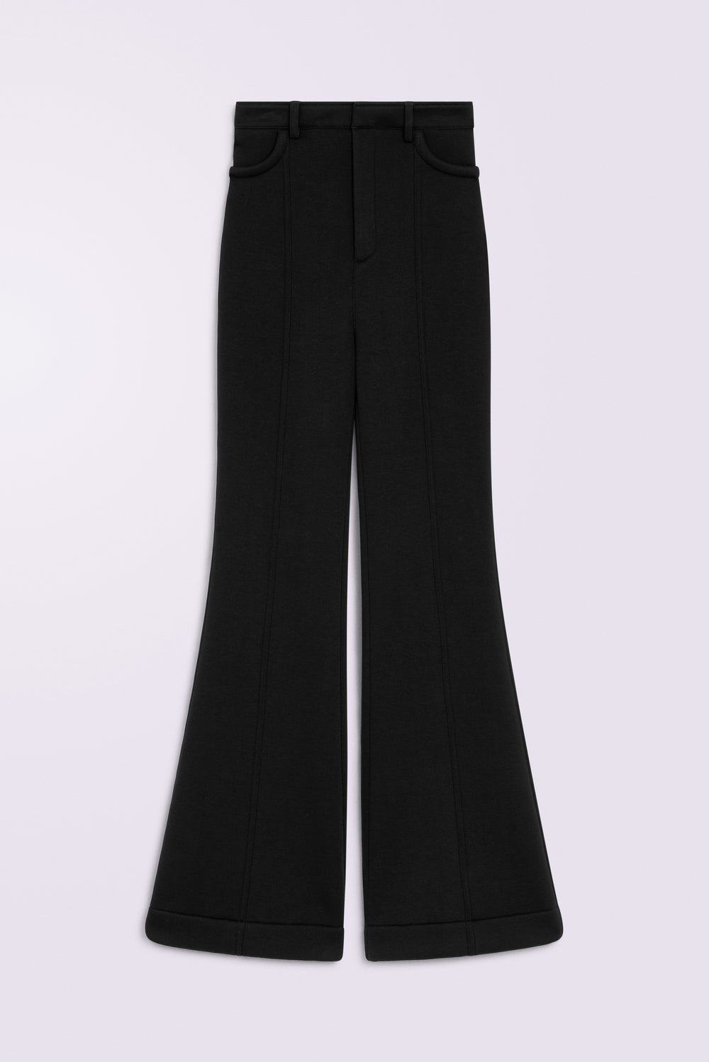 Heart Neoprene Flare Trousers Black