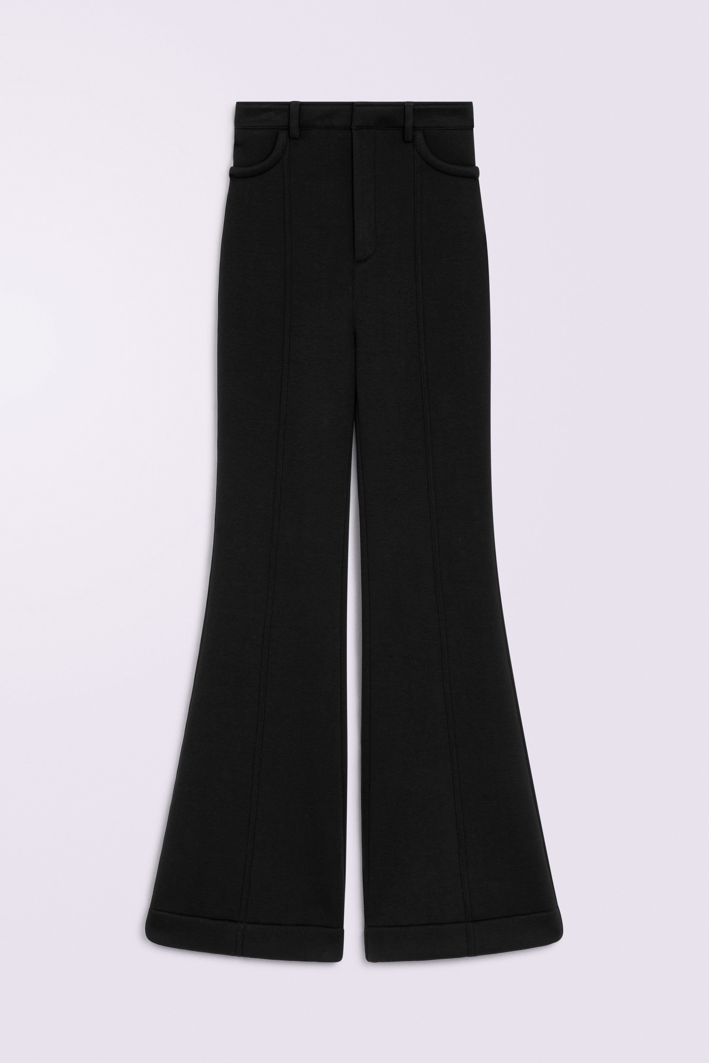 Heart Neoprene Flare Trousers Black