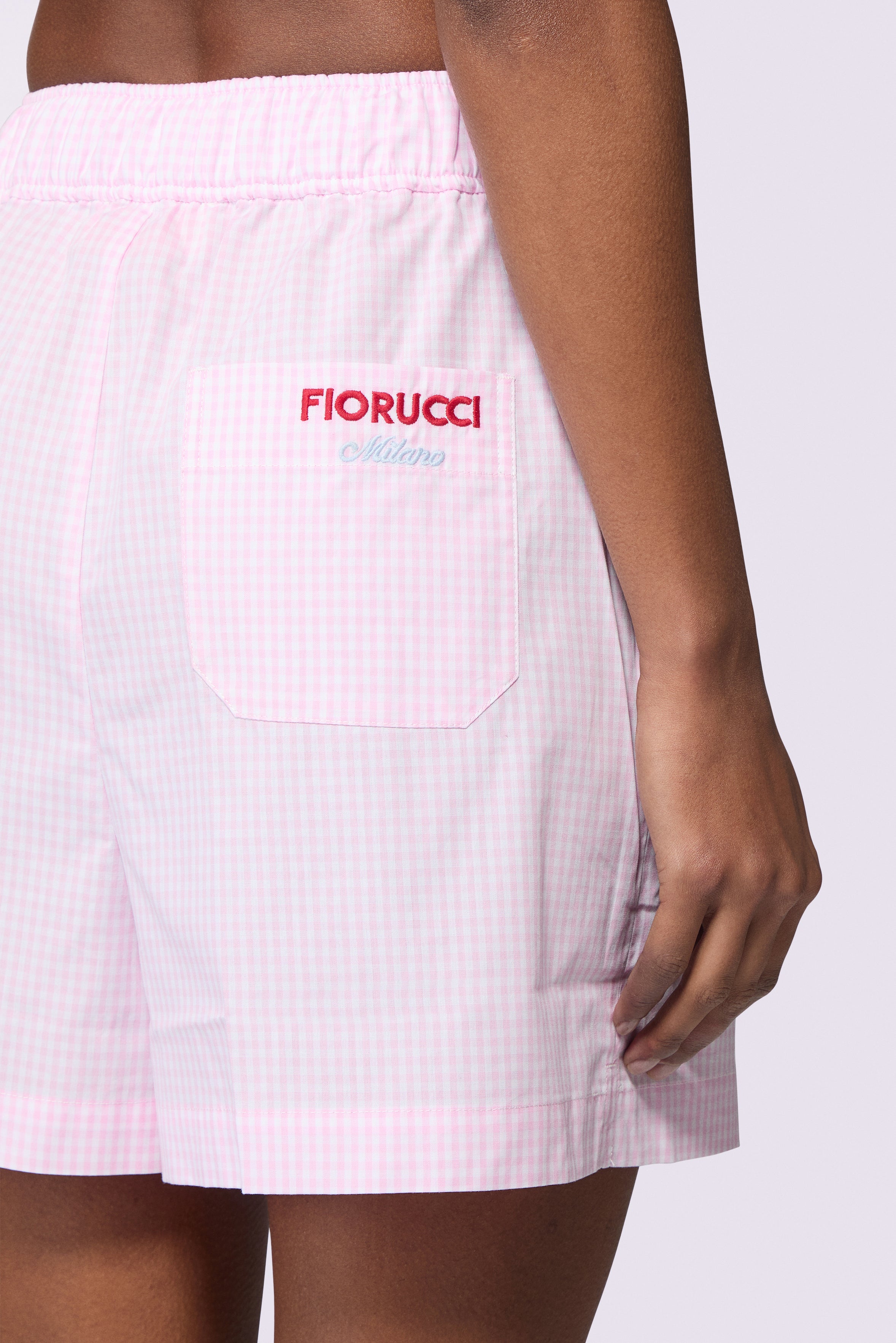 Gingham Logo Shorts Pink | Fiorucci Official Online Store
