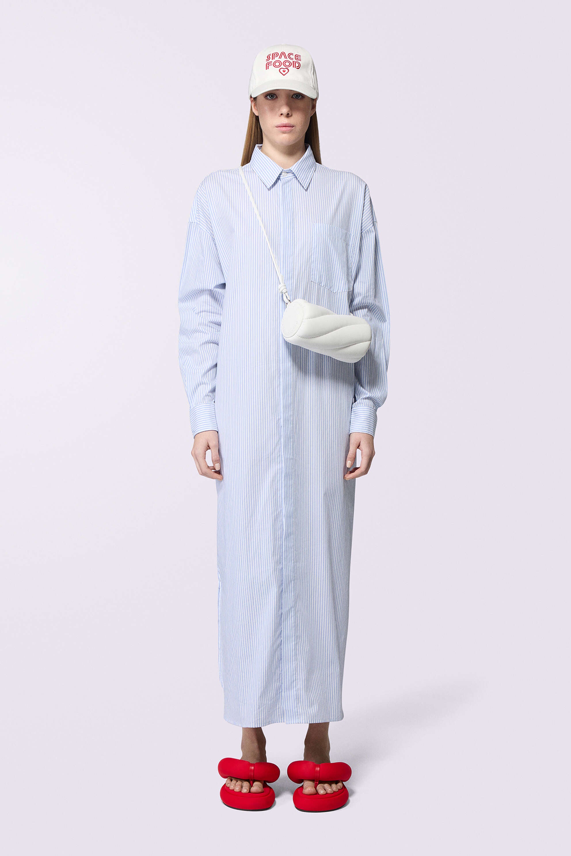 Stripe Maxi Shirt Dress Blue