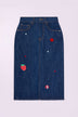 Dinosaur Denim Midi Skirt Rinse Wash