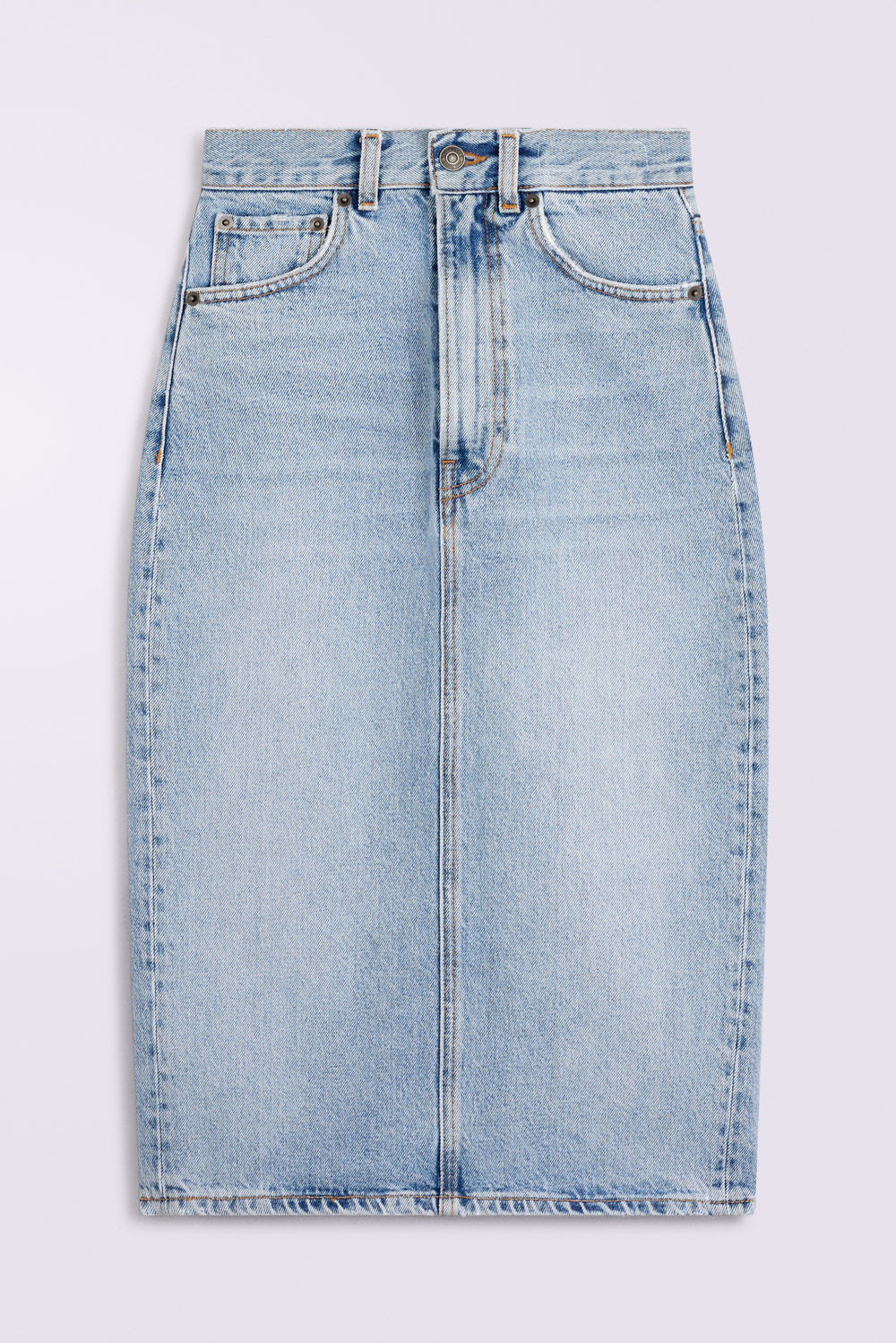 Heart Denim Midi Skirt Light Blue