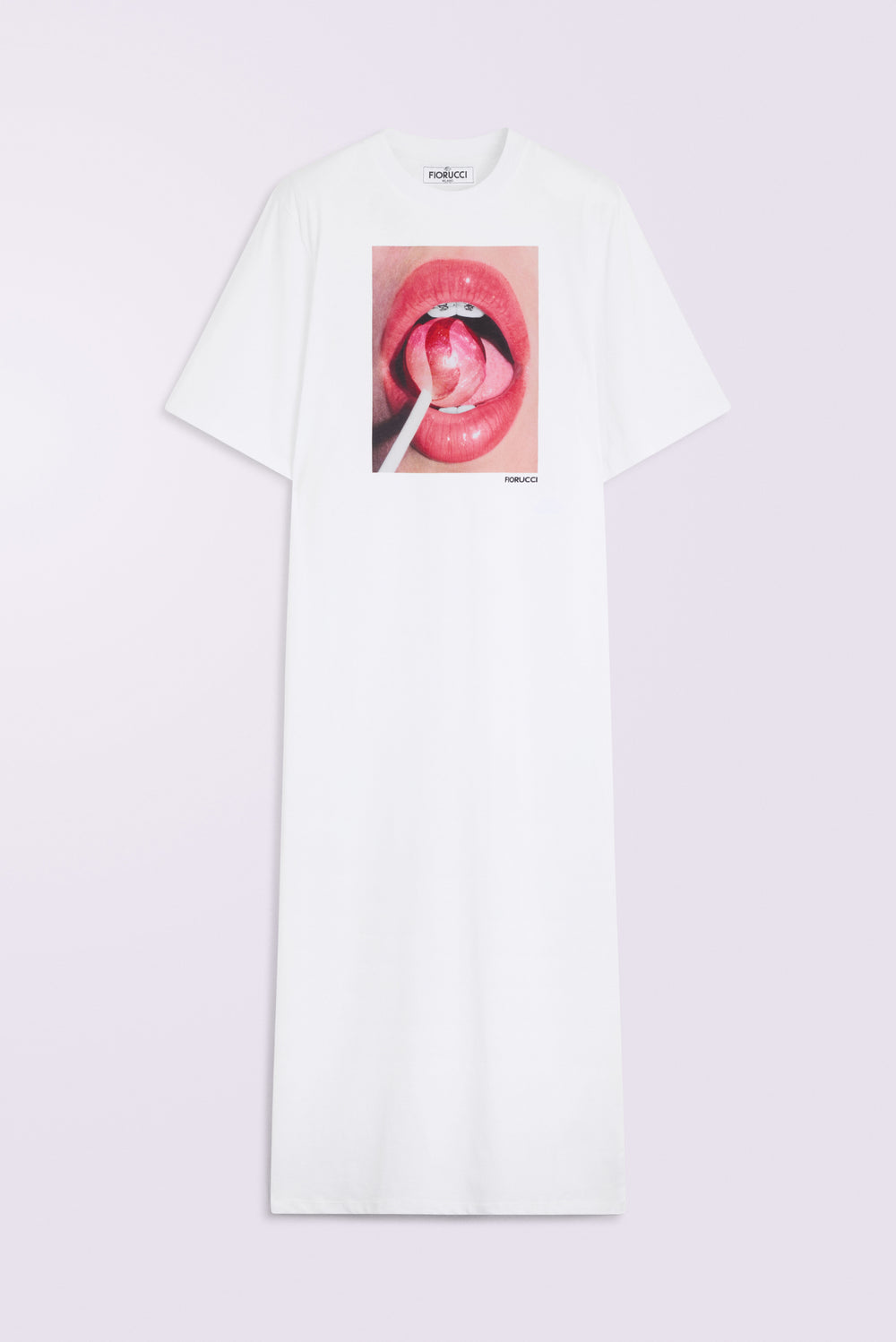 Lollipop Mouth Maxi T-Dress White
