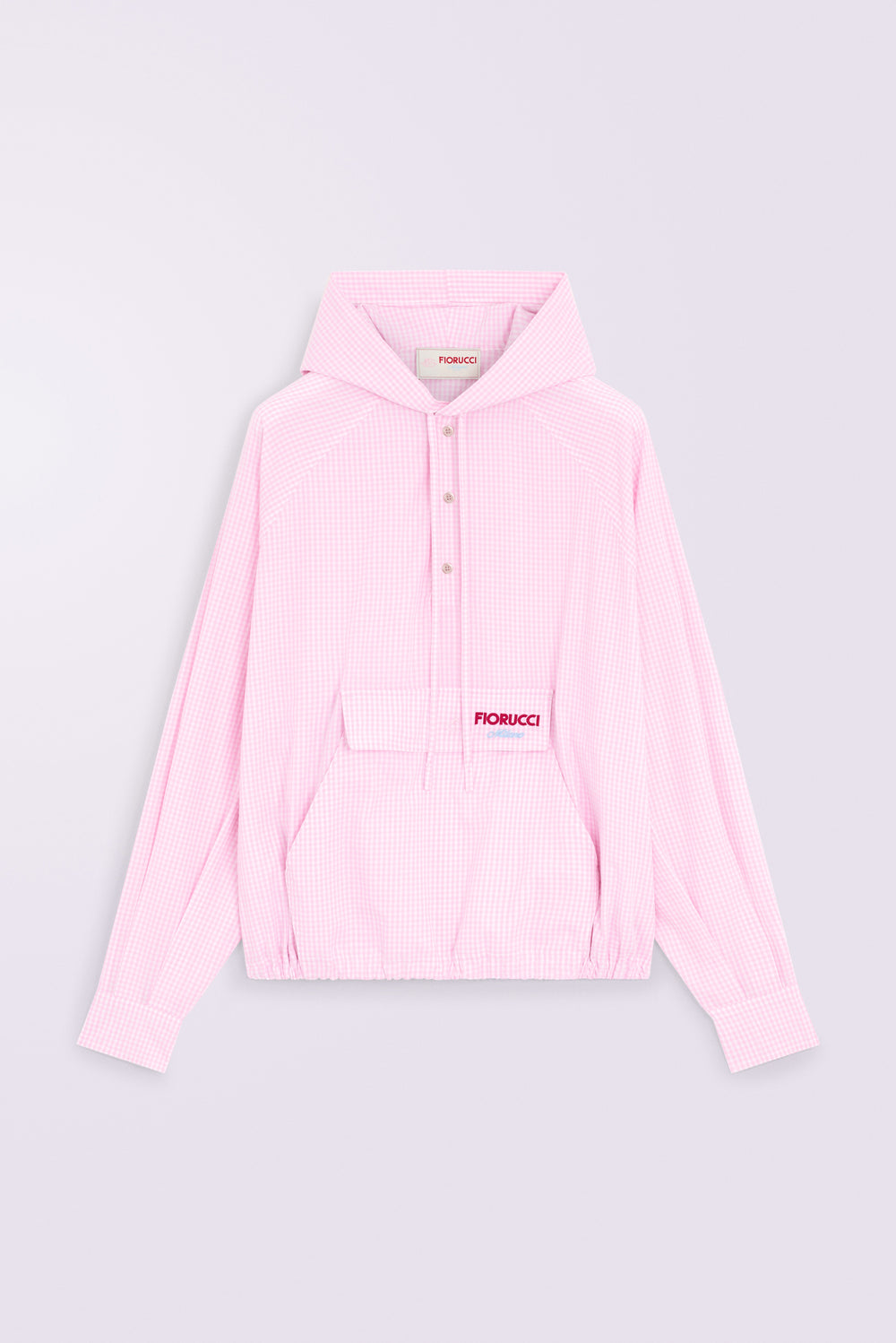 Gingham Logo Hoodie Shirt Pink