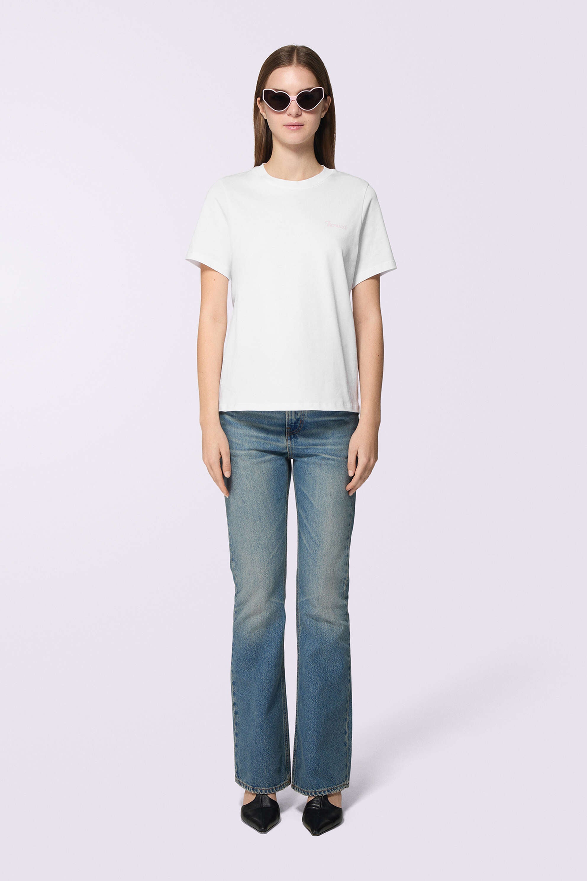 T-shirt con Logo Corsivo Bianca