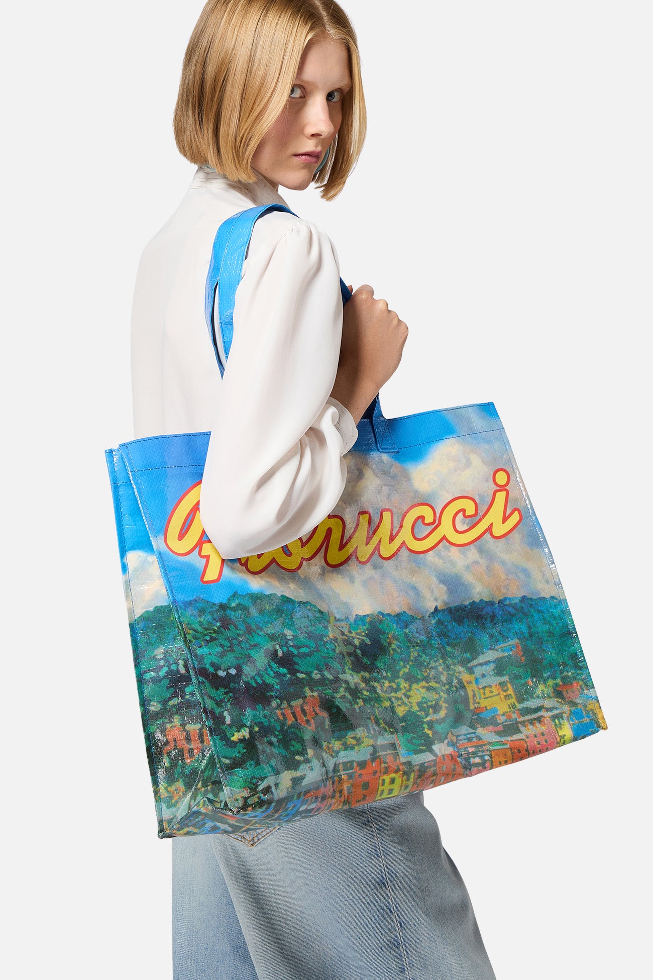 Portofino Postcard Maxi Tote Bag Blue
