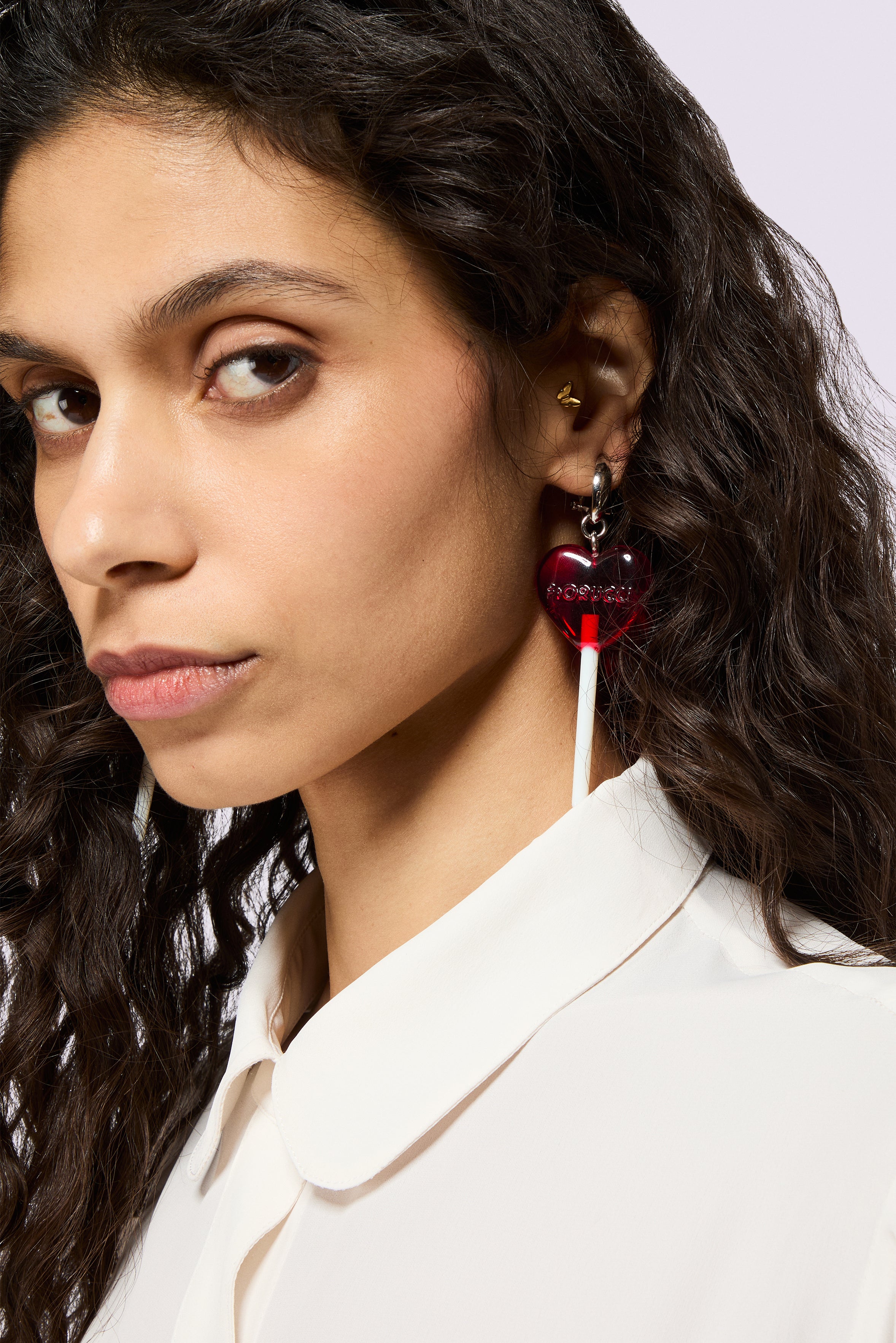 Lollipop Heart Logo Earring Red