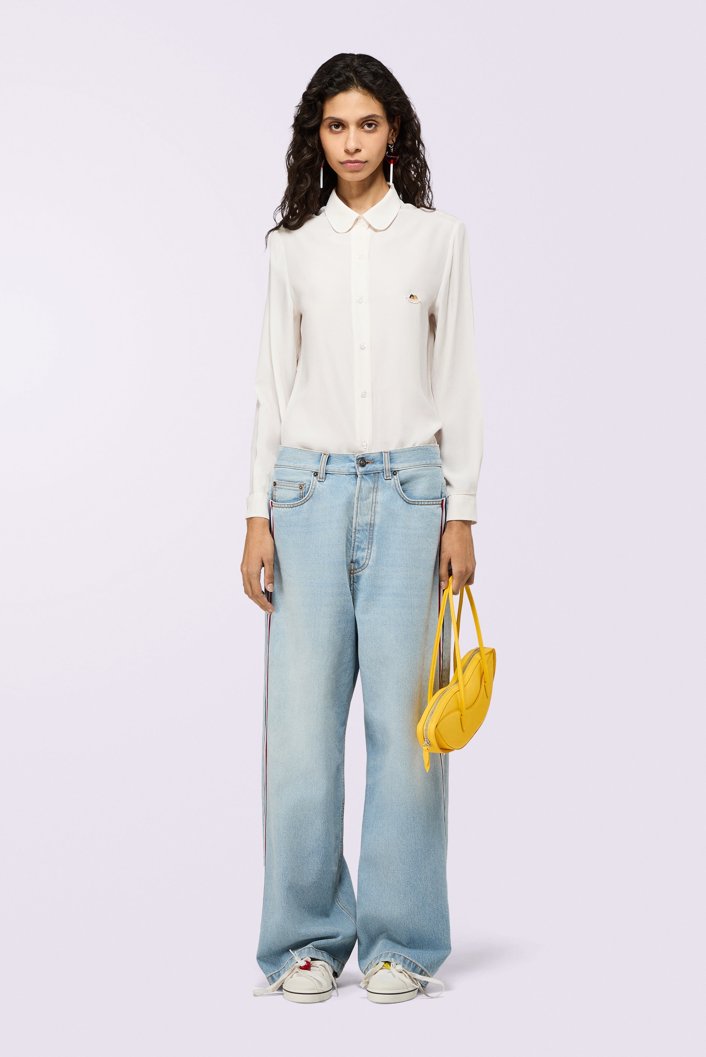 Tricolor Stripe Baggy Jeans Light Blue