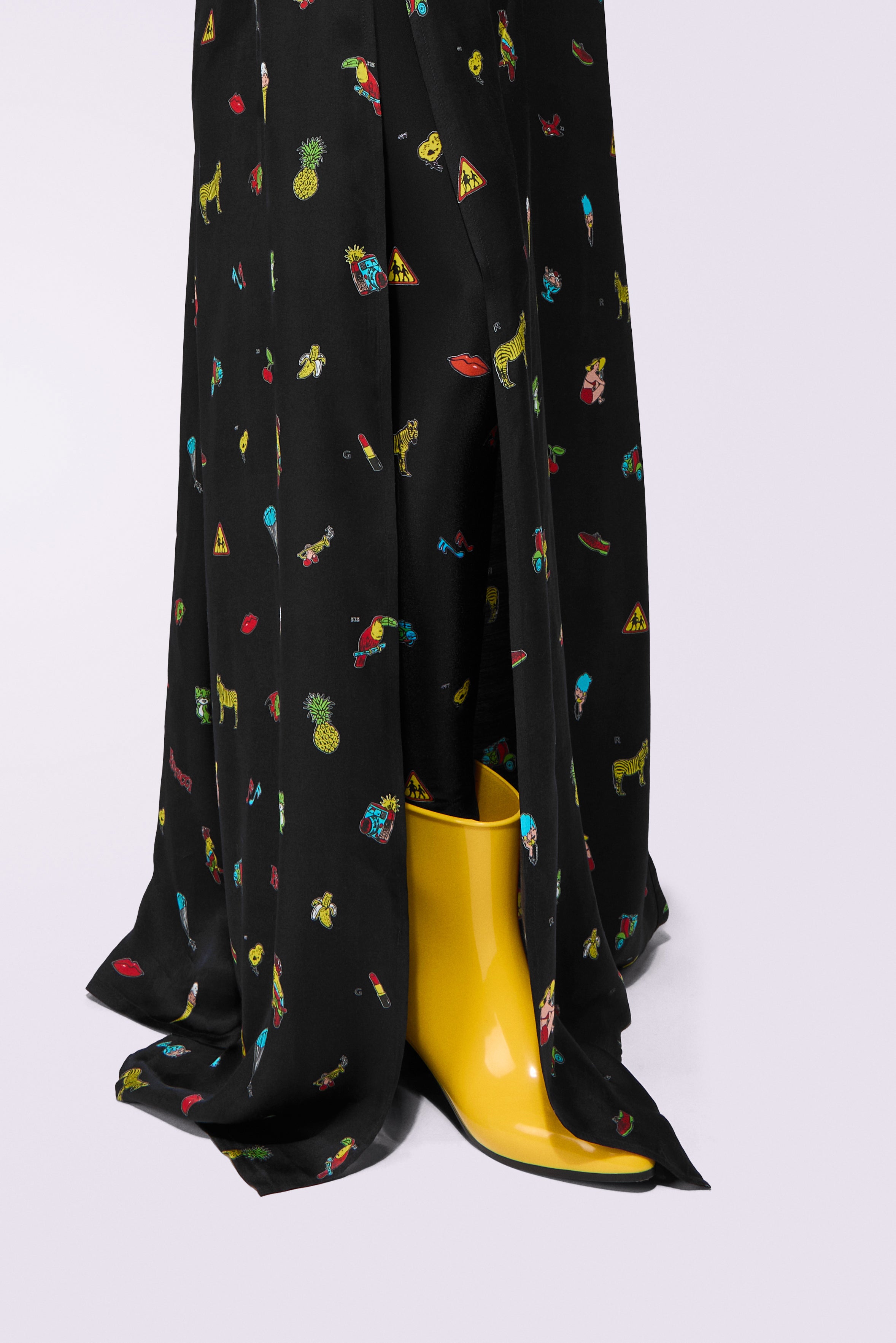 Toys Print Slip Maxi Dress Black