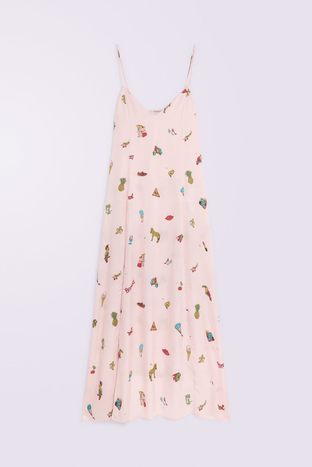 Toys Print Slip Maxi Dress Pink
