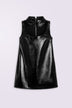 Collar Cutout Vinyl Mini Dress Black