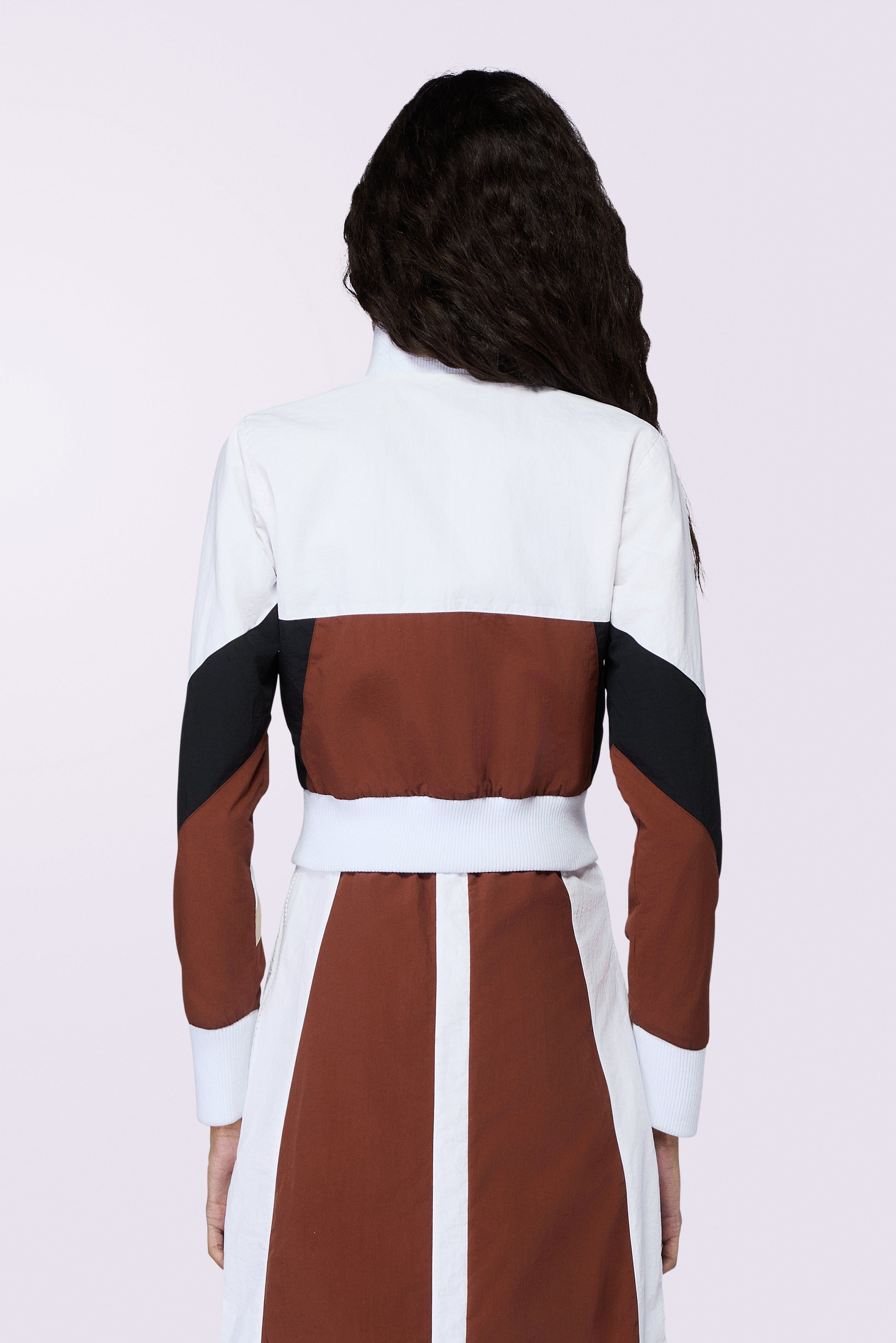 Angels Embroidery Cropped Track Jacket Brown