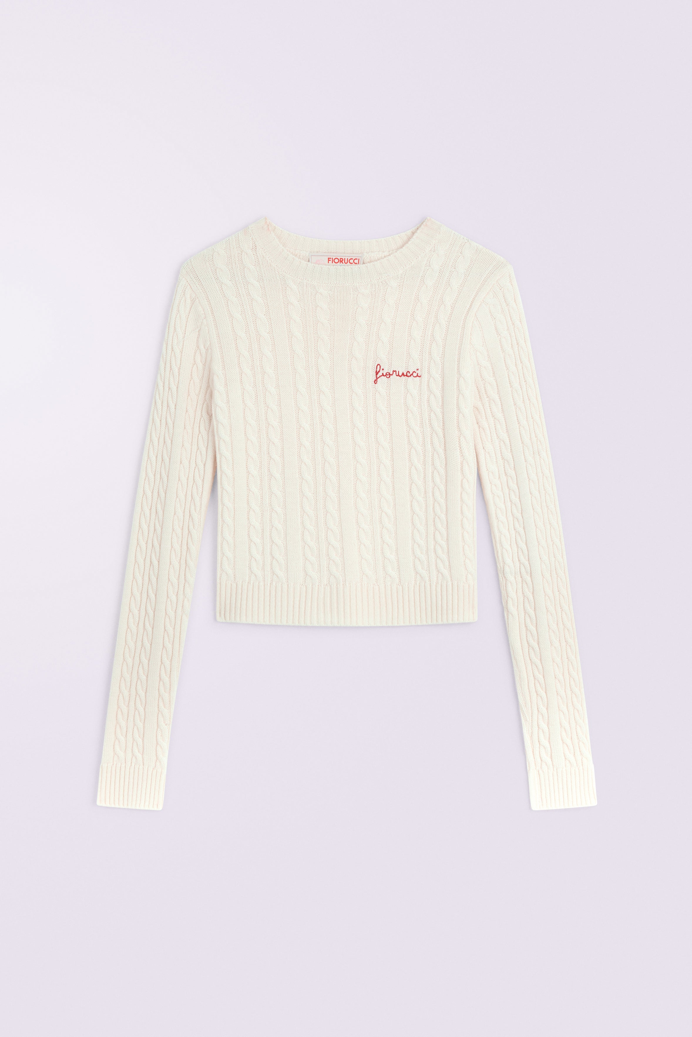 Cableknit Logo Crop Jumper Cream