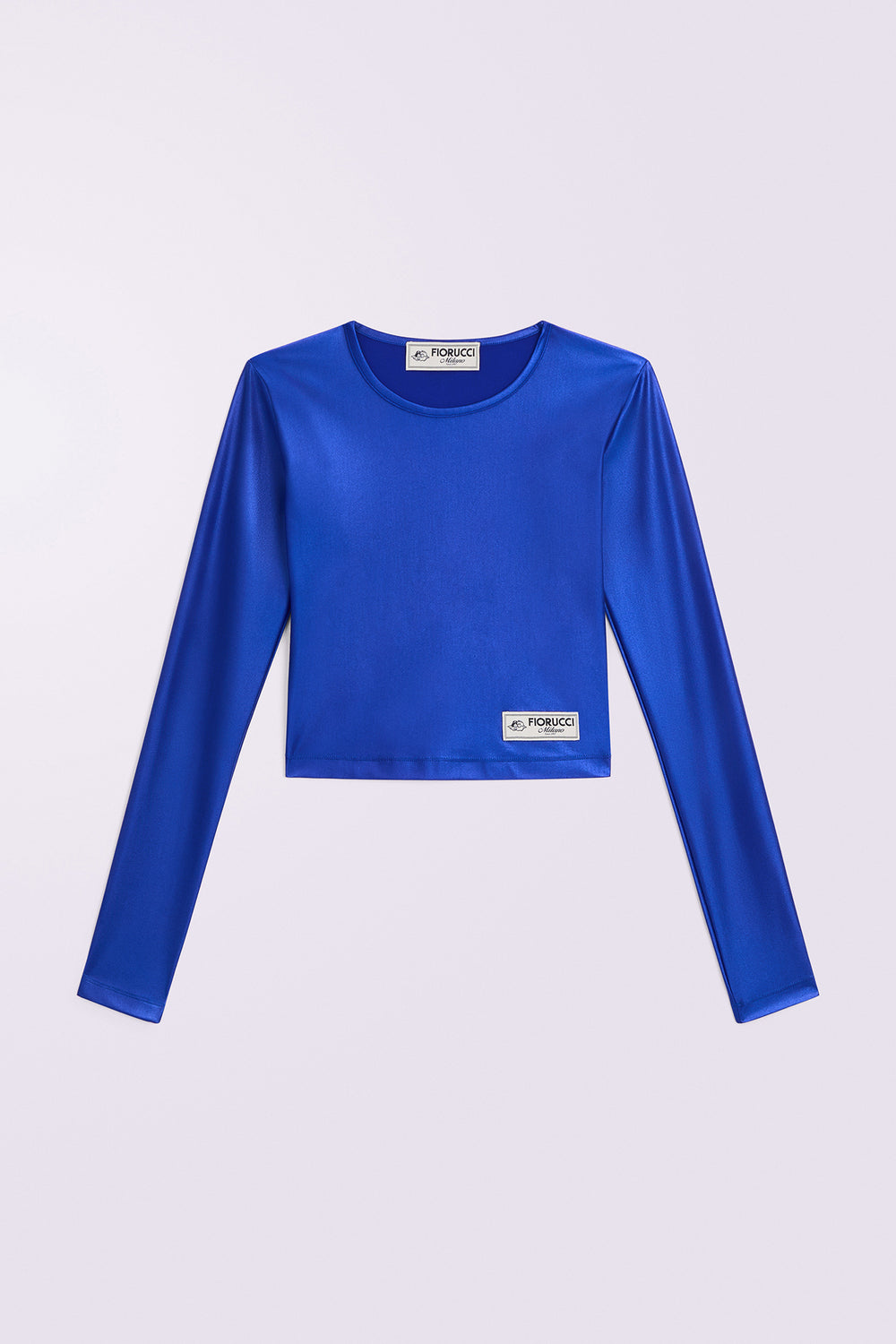 Label Long Sleeve Crop Top Blue