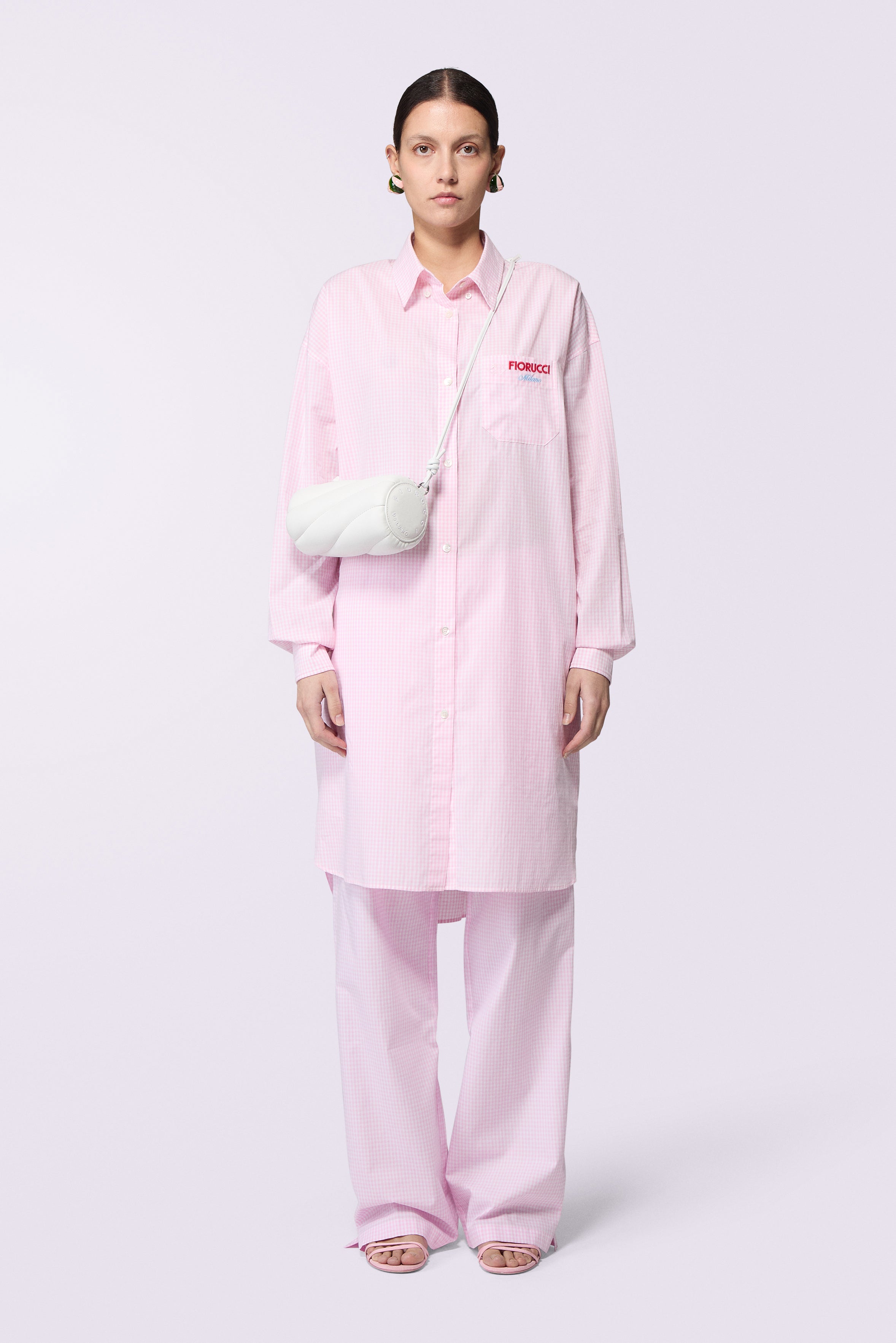 Gingham Logo Trousers Pink