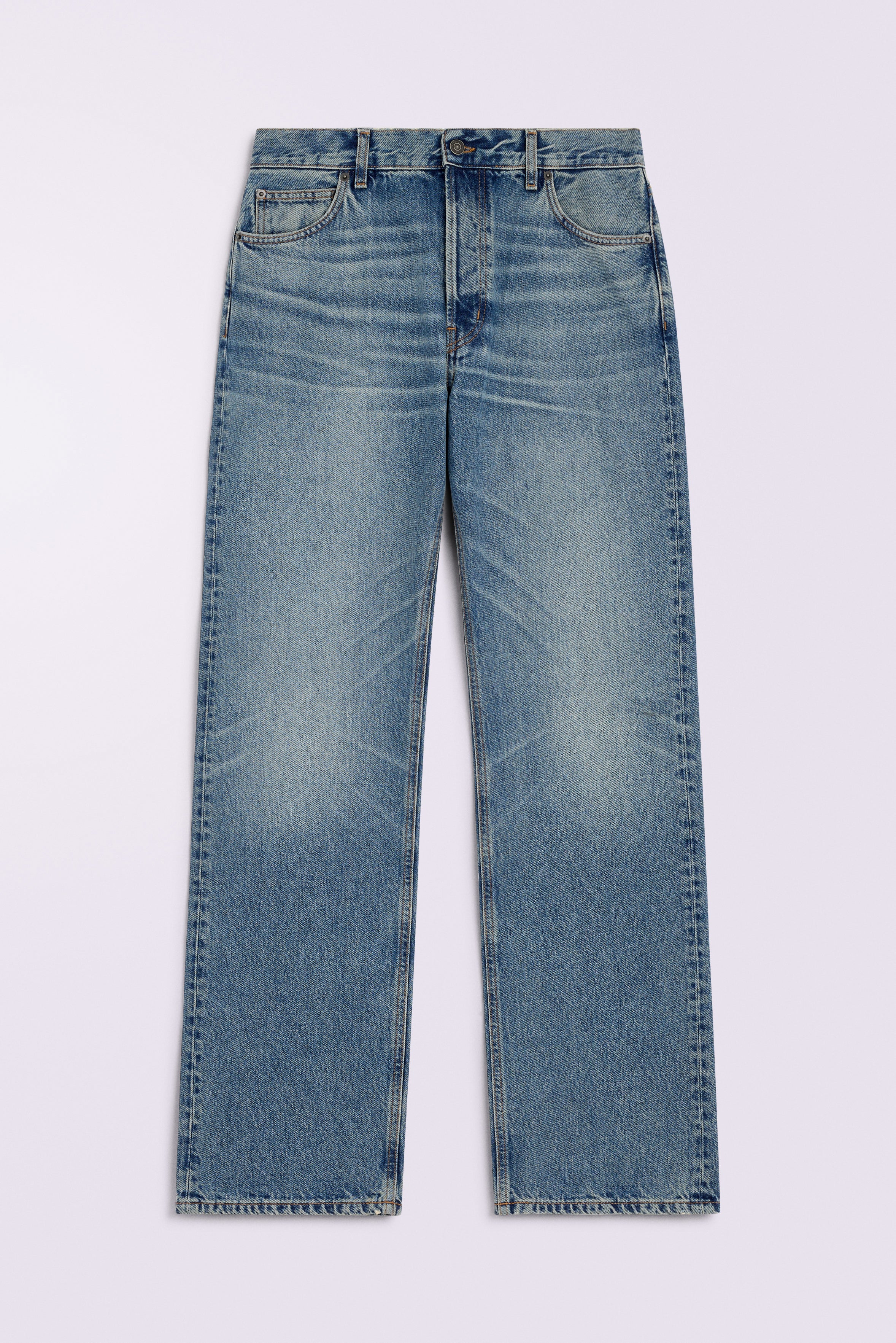 Heart Graphic Straight Fit Jeans Mid Blue