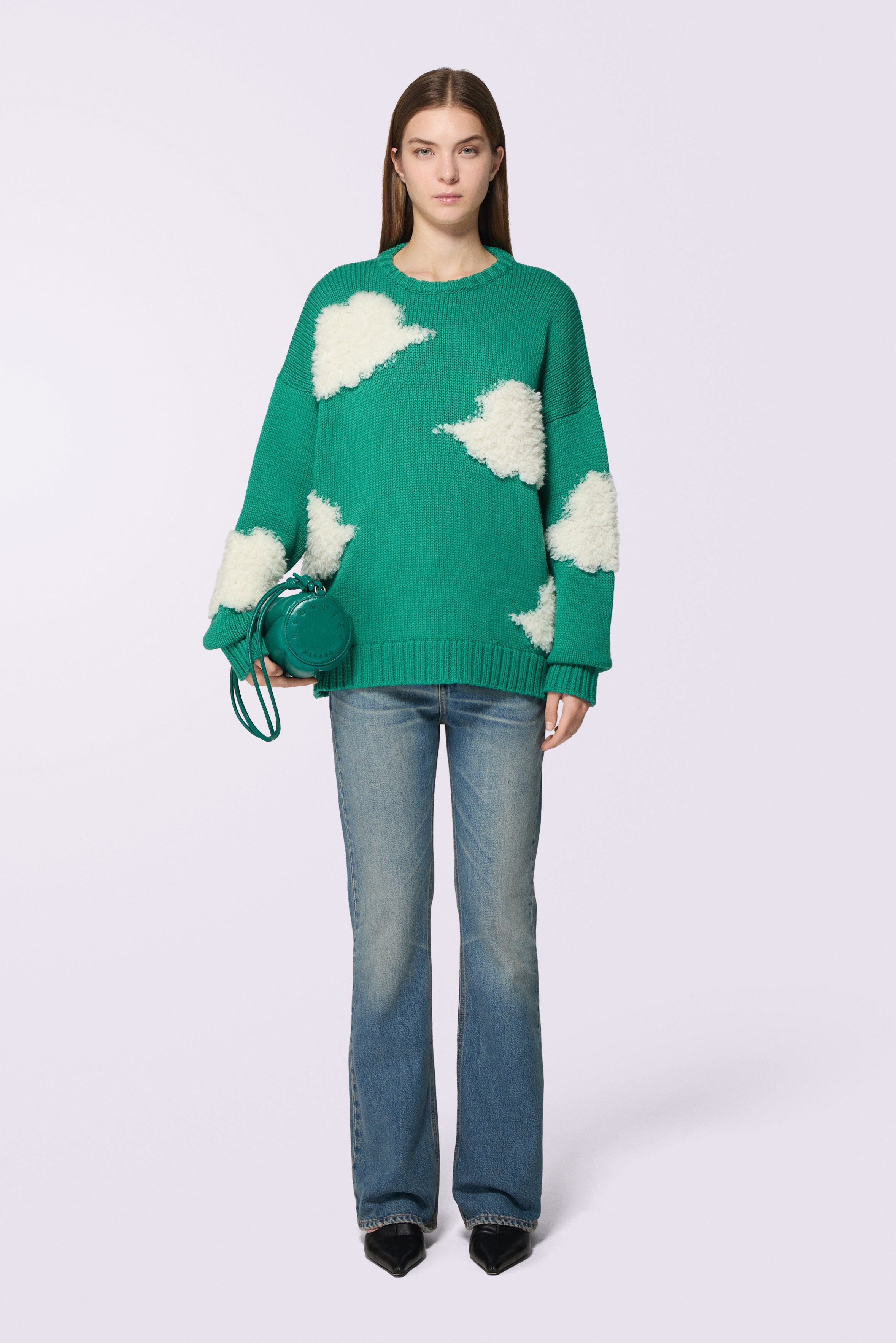Angels Clouds Knit Jumper Green