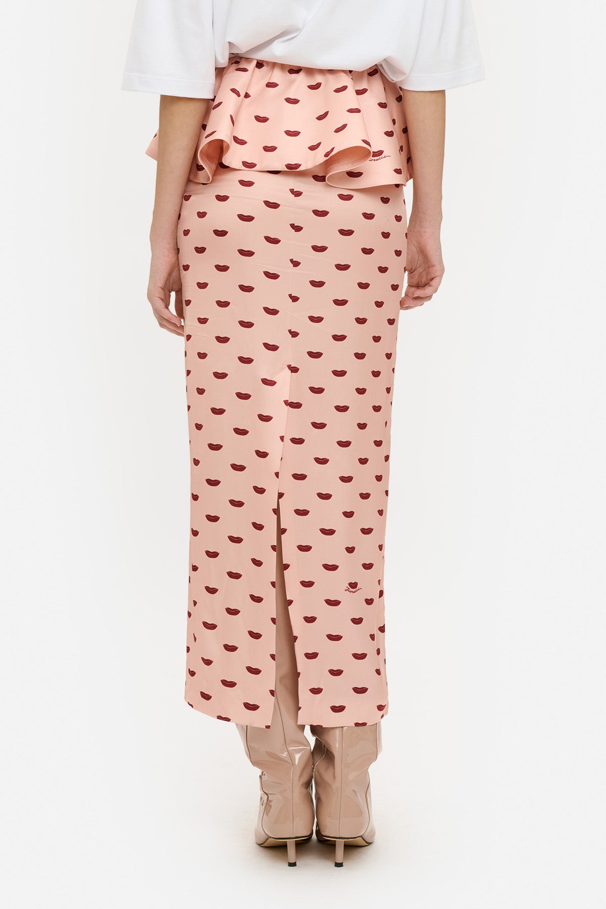 Lips Peplum Midi Skirt