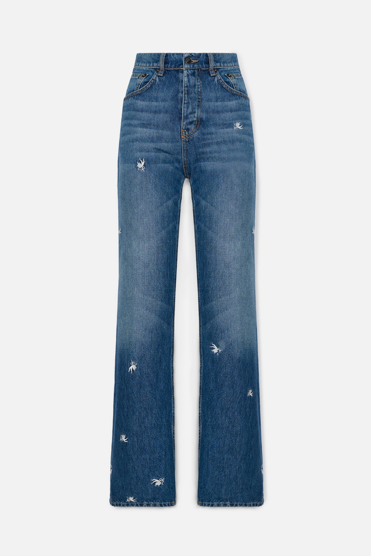 Cupid Embroidered Wide Leg Jeans