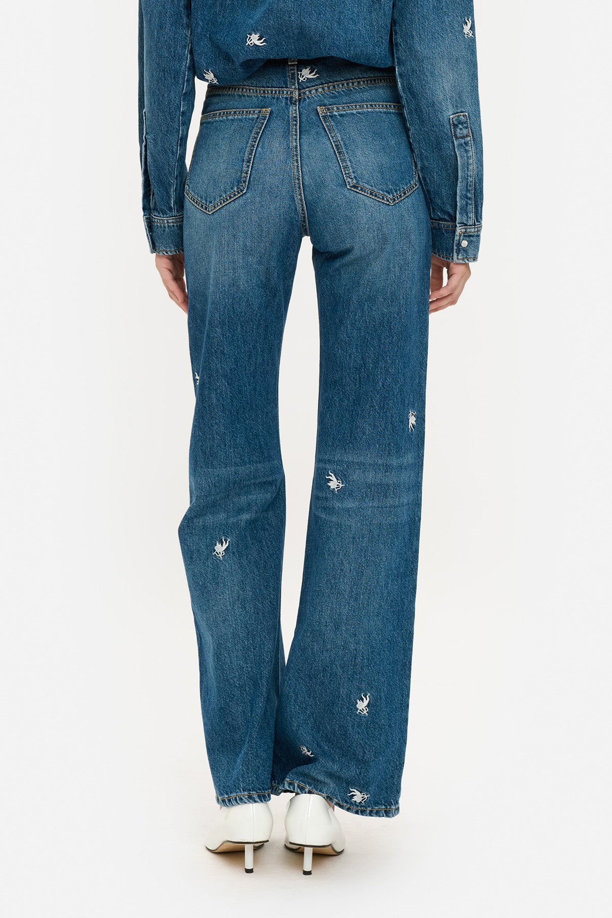 Cupid Embroidered Wide Leg Jeans