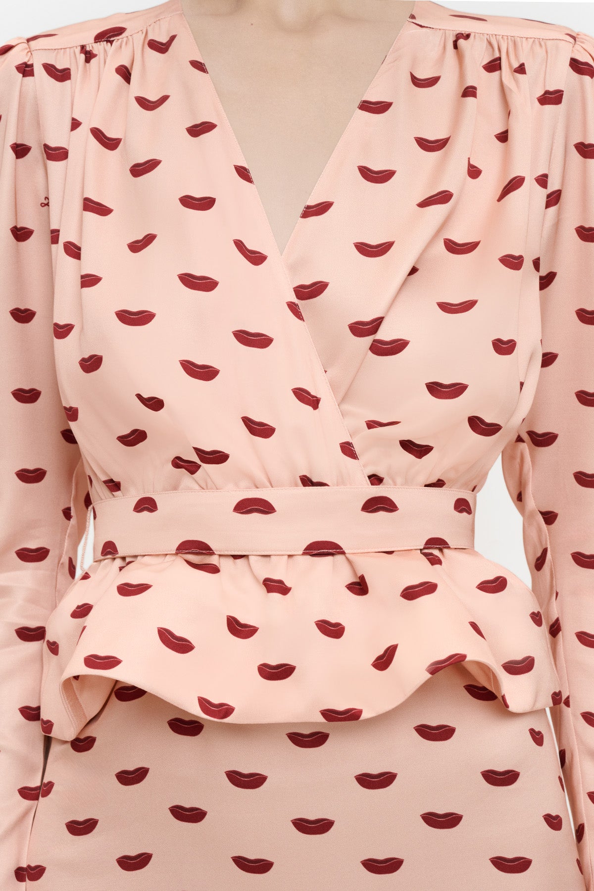 Lips Peplum Midi Dress