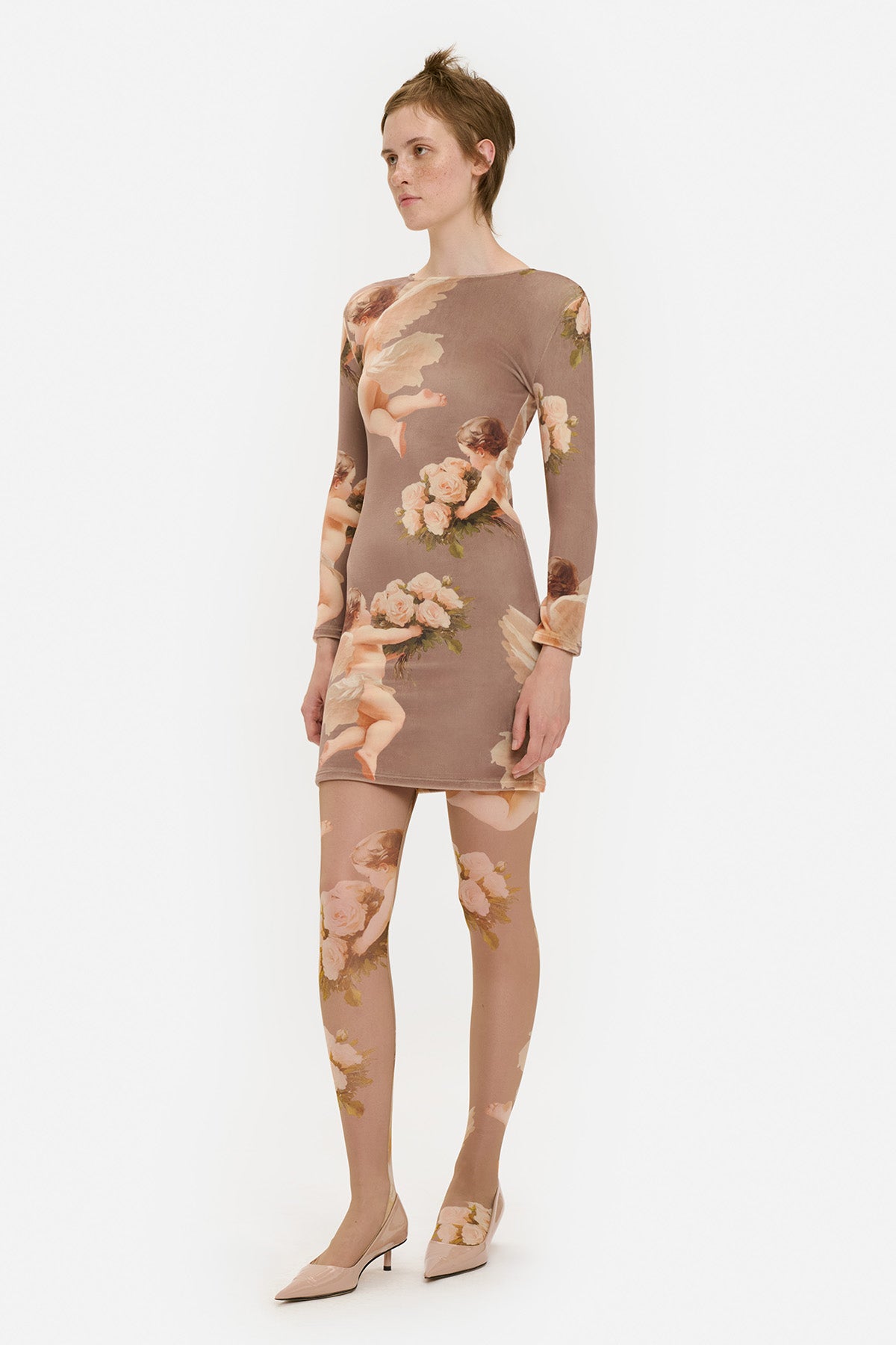 Bouquet Angels Velour Mini Dress