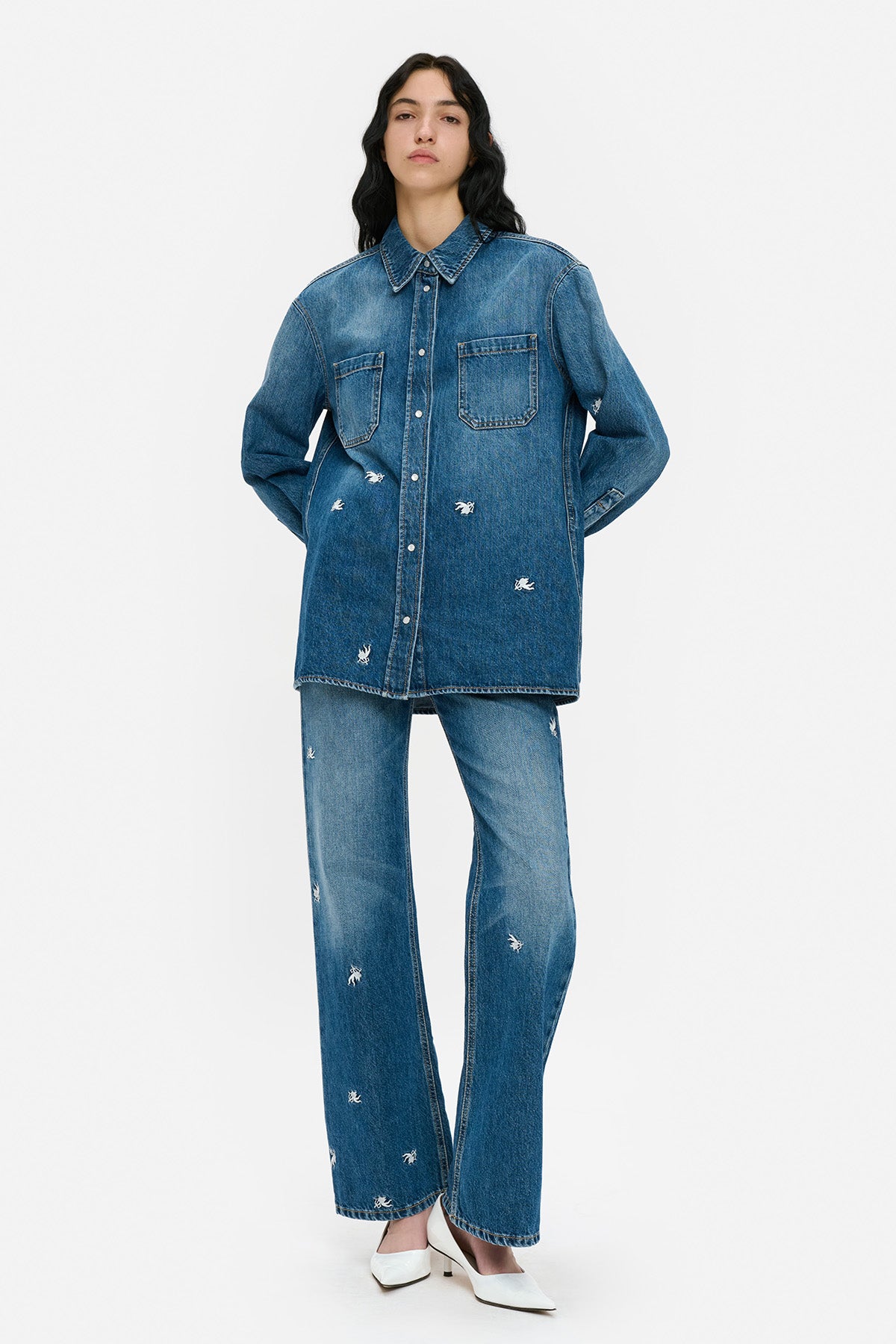 Cupid Embroidered Denim Shirt