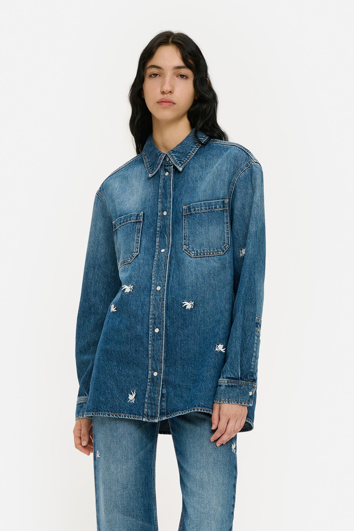 Cupid Embroidered Denim Shirt