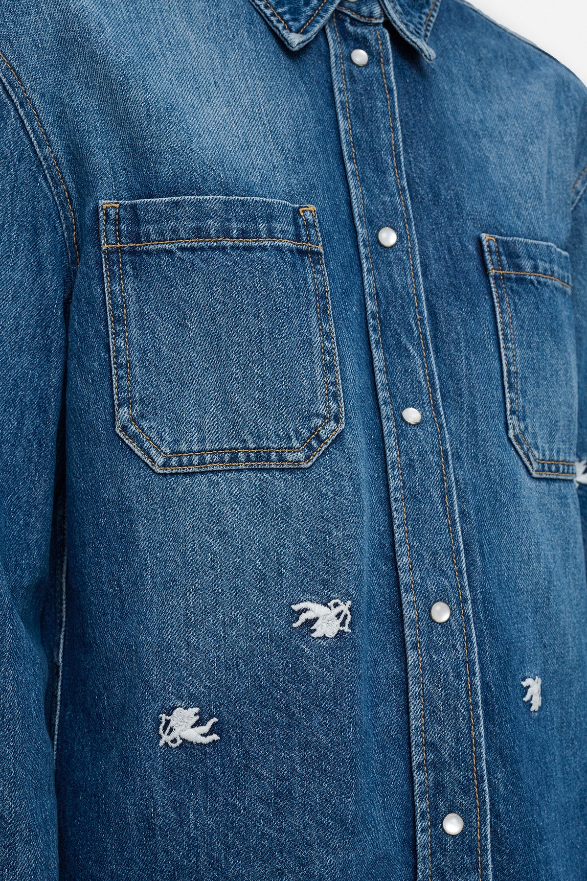 Cupid Embroidered Denim Shirt