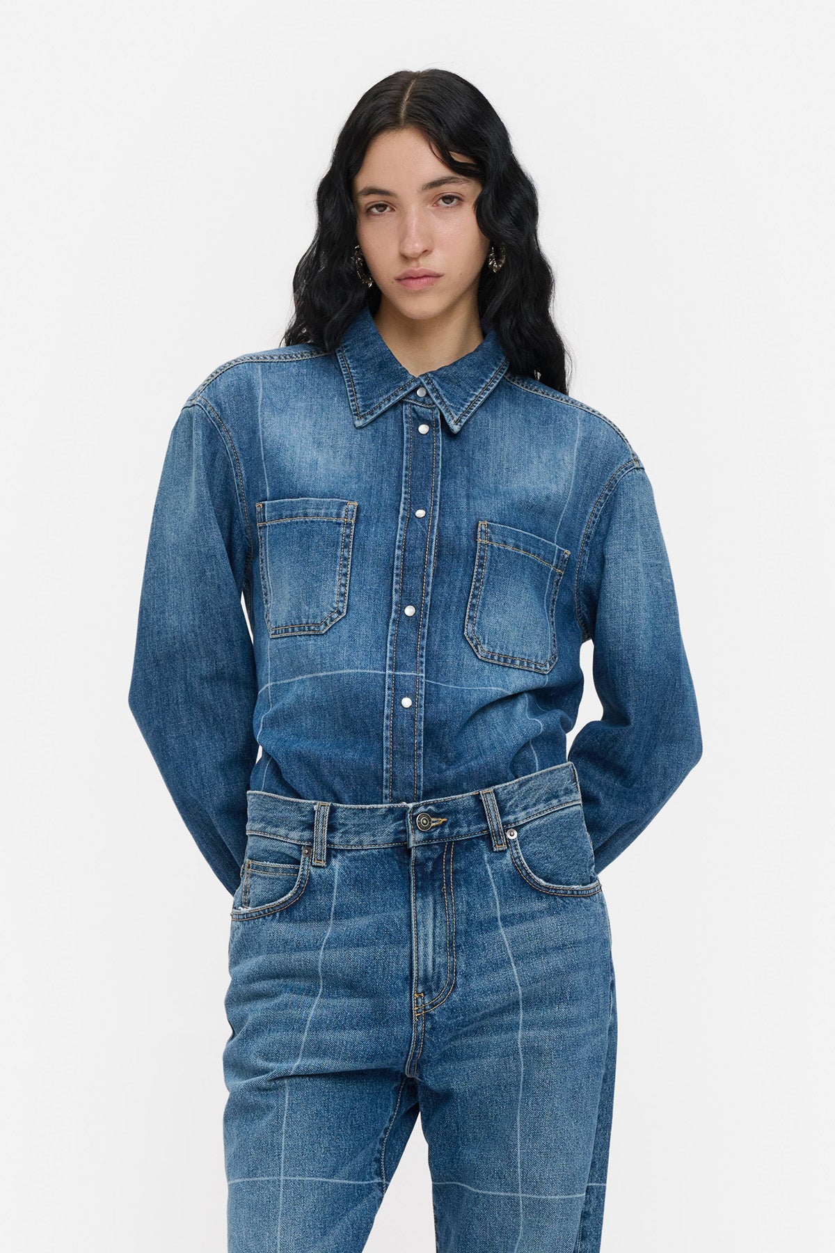 Camicia Denim Piega Laser