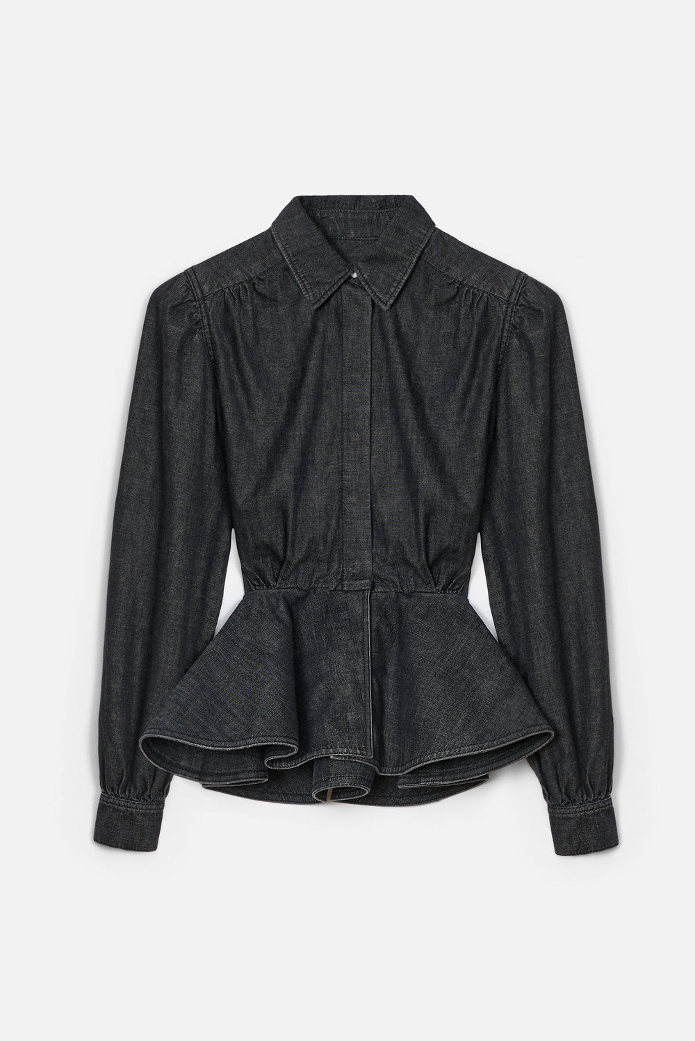 Salt and Pepper Peplum Denim Shirt
