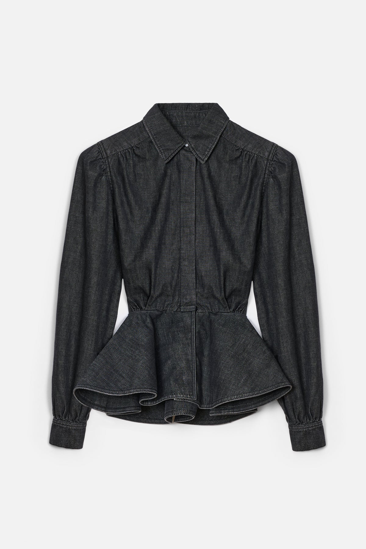 Salt and Pepper Peplum Denim Shirt