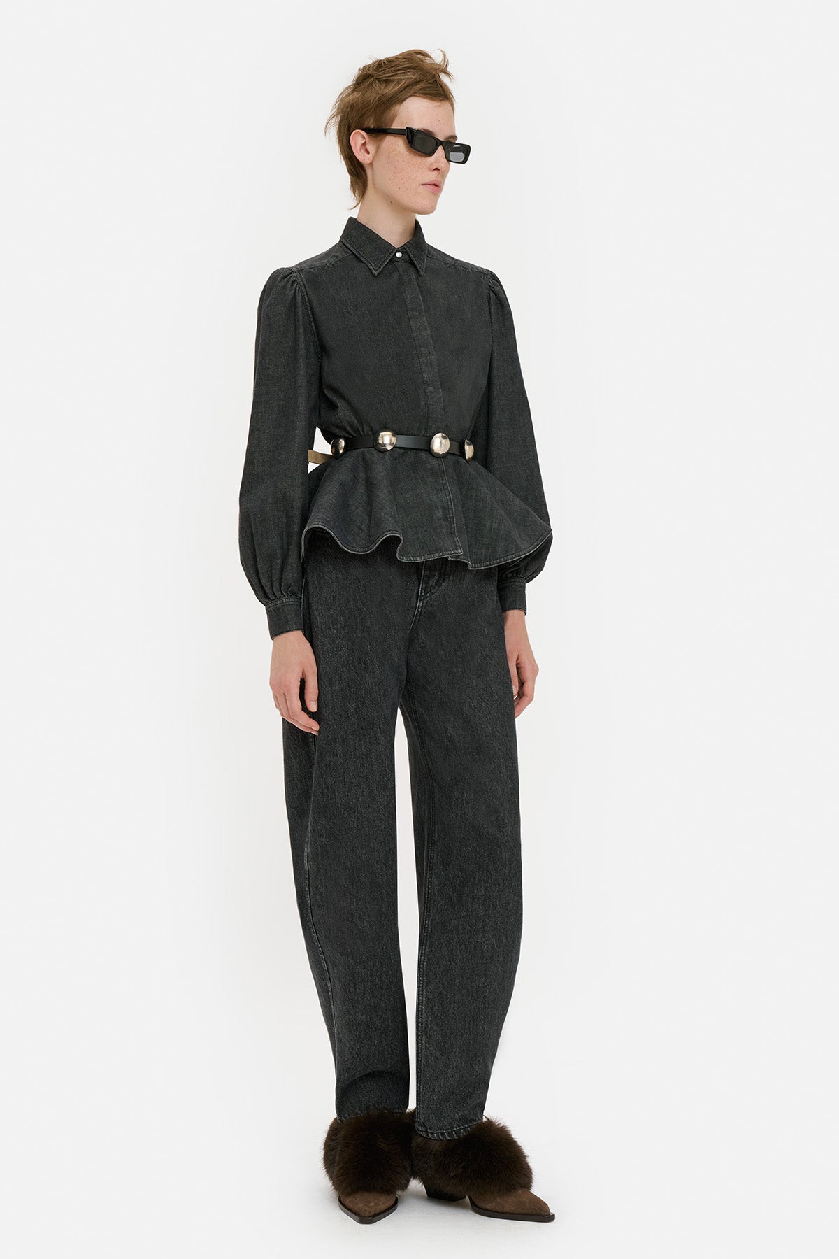 Salt and Pepper Peplum Denim Shirt