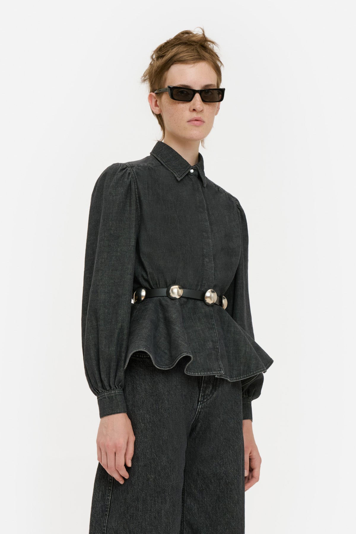 Salt and Pepper Peplum Denim Shirt