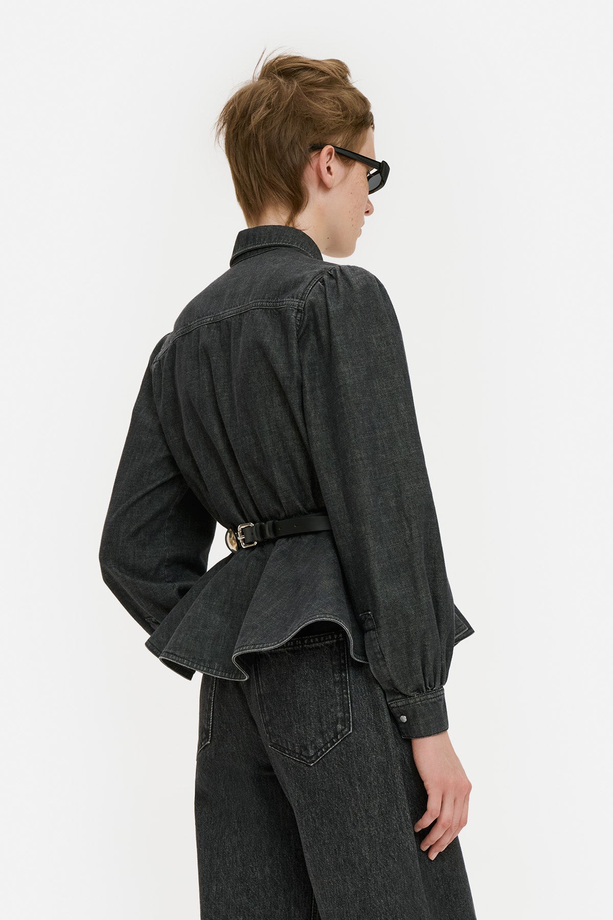 Salt and Pepper Peplum Denim Shirt